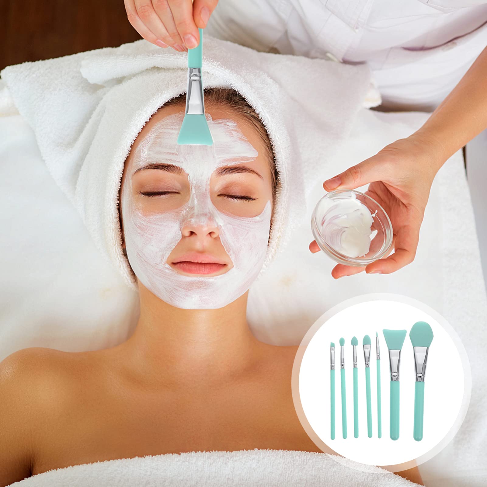 FOMIYES 7-Piece Labeled Silicone Makeup Brush Set - Professional Facial Mask & Cream Application Tools for Women - Easy to Clean & Reusable - Perfect for Skincare Routine, Makeup Application & At-Home Spa Days