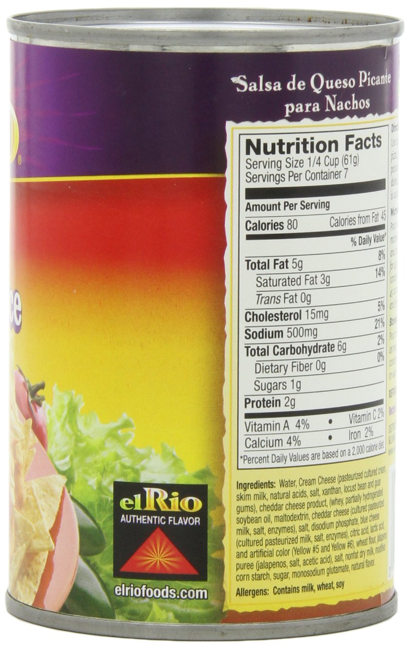 El Rio Hot Nacho Cheese Sauce - 15 Oz Can (Pack of 12) | Restaurant Style Nacho Cheese Dip for Parties, Movie Nights & Game Day Snacks | Gluten-Free & Delicious Mexican Food Topping
