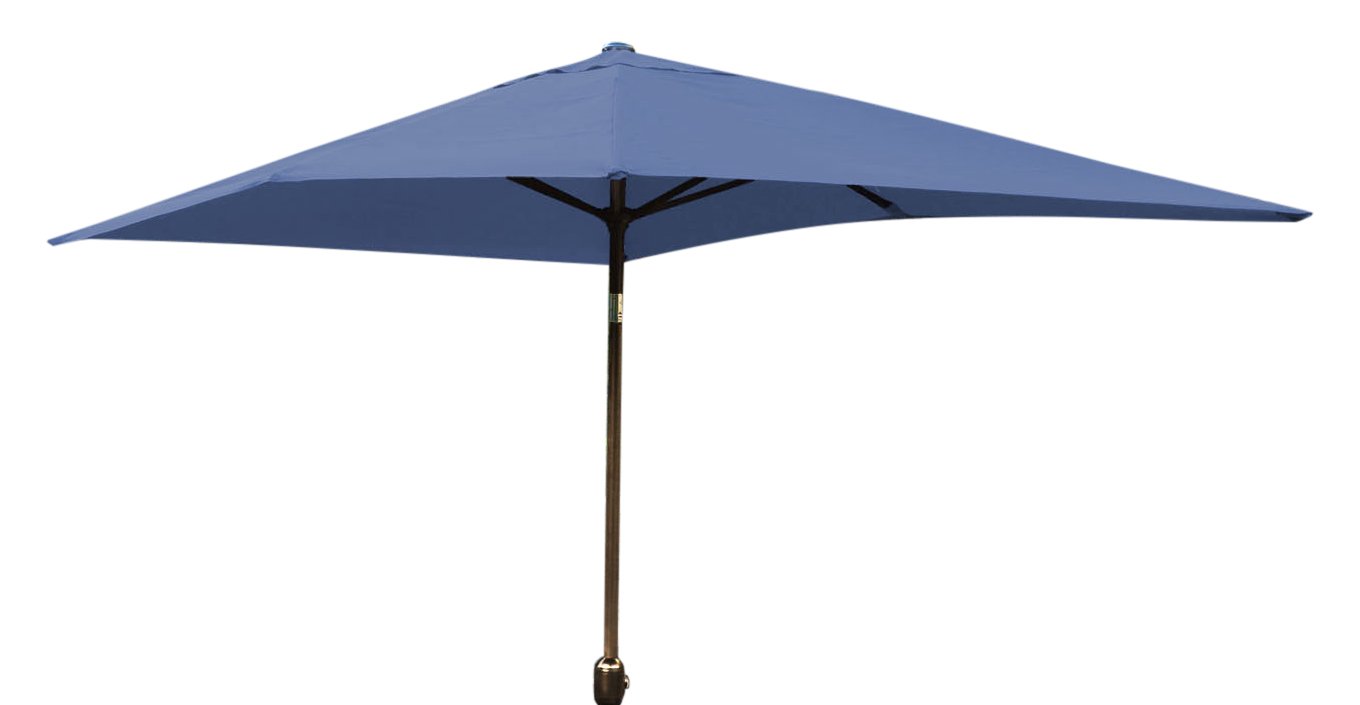 Jeco 6.5' x 10' Blue Aluminum Patio Market Umbrella with Tilt - Heavy Duty Outdoor Umbrella for Poolside, Backyard, Garden, Restaurant & Beach Use