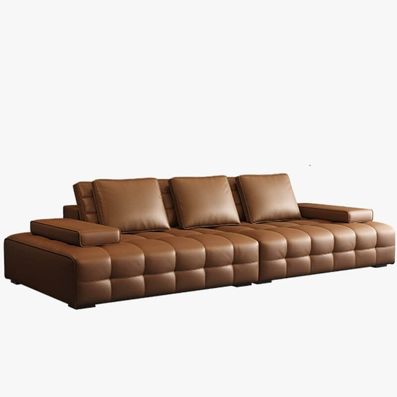 Comfortable Mocha Standard Sofa with Armrest - Includes 3 Pillows (1 Throw Pillow) - Perfect for Living Room, Bedroom or Office Relaxation