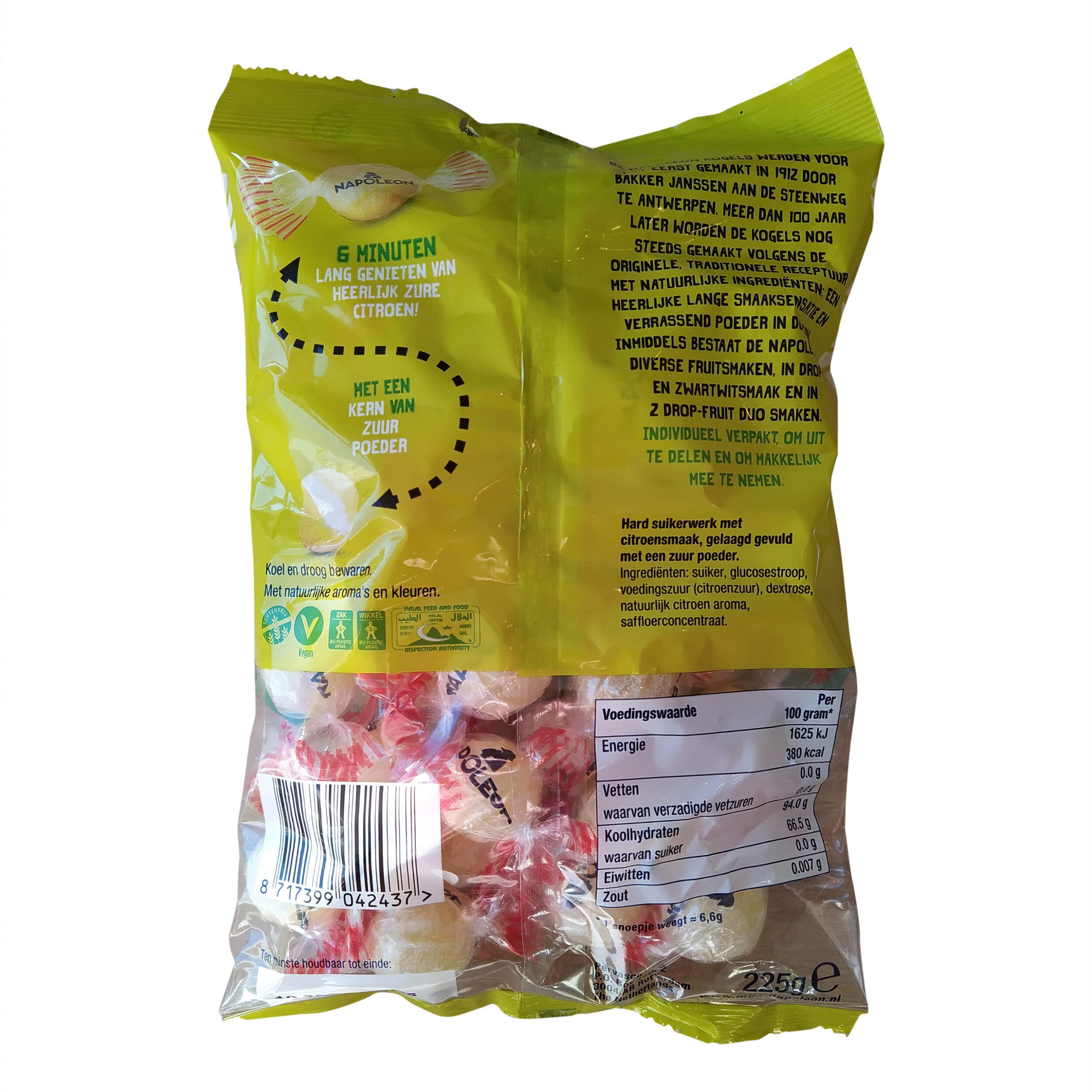 Napoleon Lemon Candy with Fizzy Powder - 7.93 Ounce Bag | Sour & Sweet Lemon Flavored Hard Candy | Perfect for Parties, Gifts & Movie Nights