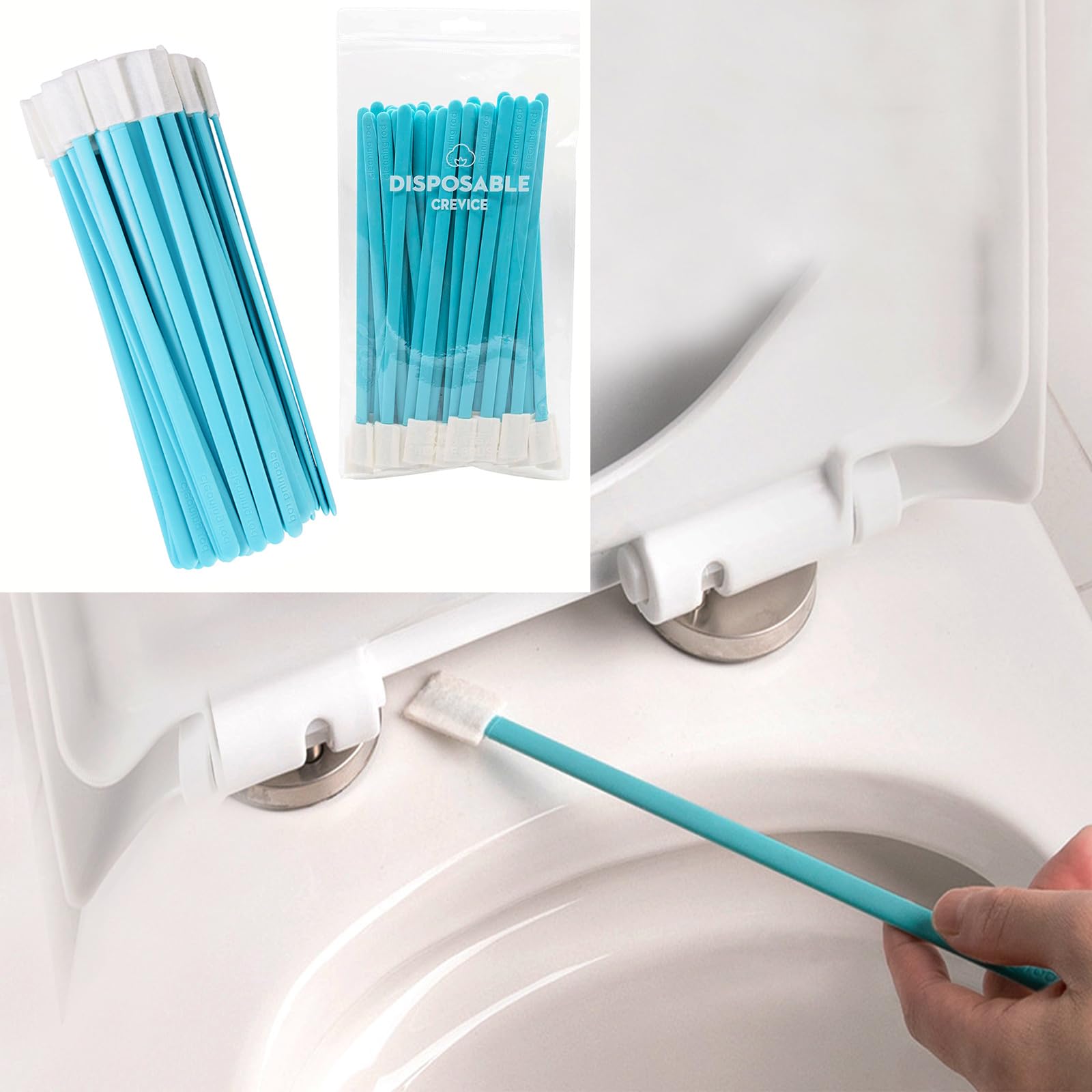 50Pcs Blue Crevice Cleaning Brushes Kit - Car & Toilet Detailing Tools for Home Use