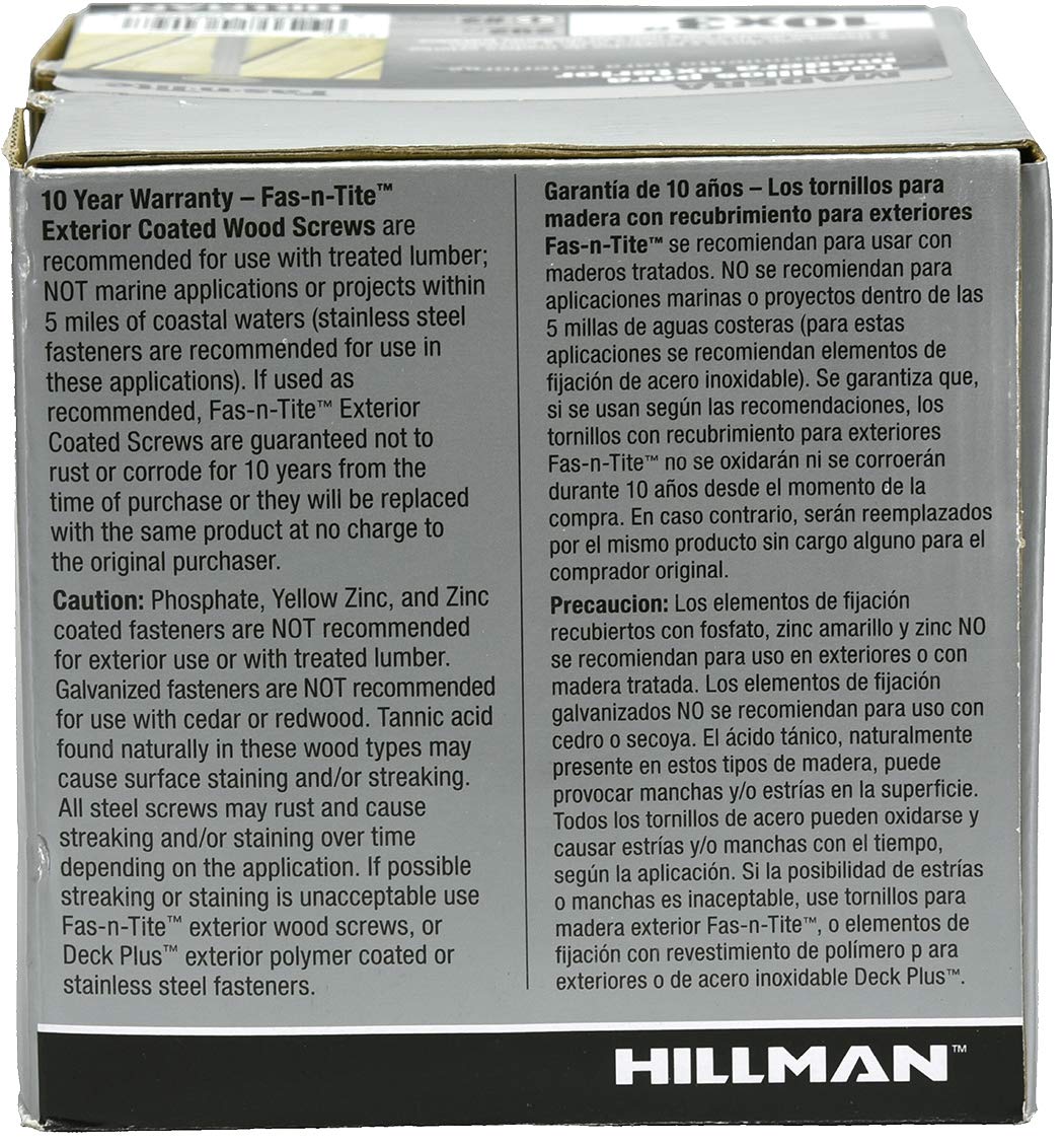 HILLMAN FASTENERS 48390 292-Piece Gray Wood Screws - Premium Construction & DIY Fasteners for Furniture, Cabinets, and Home Improvement Projects