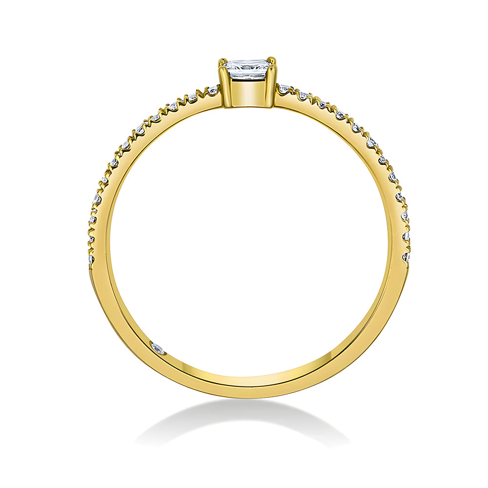 Princess Cut Lab Grown Diamond Promise Ring with Half Eternity Band - Perfect for Engagements, Anniversaries & Special Occasions