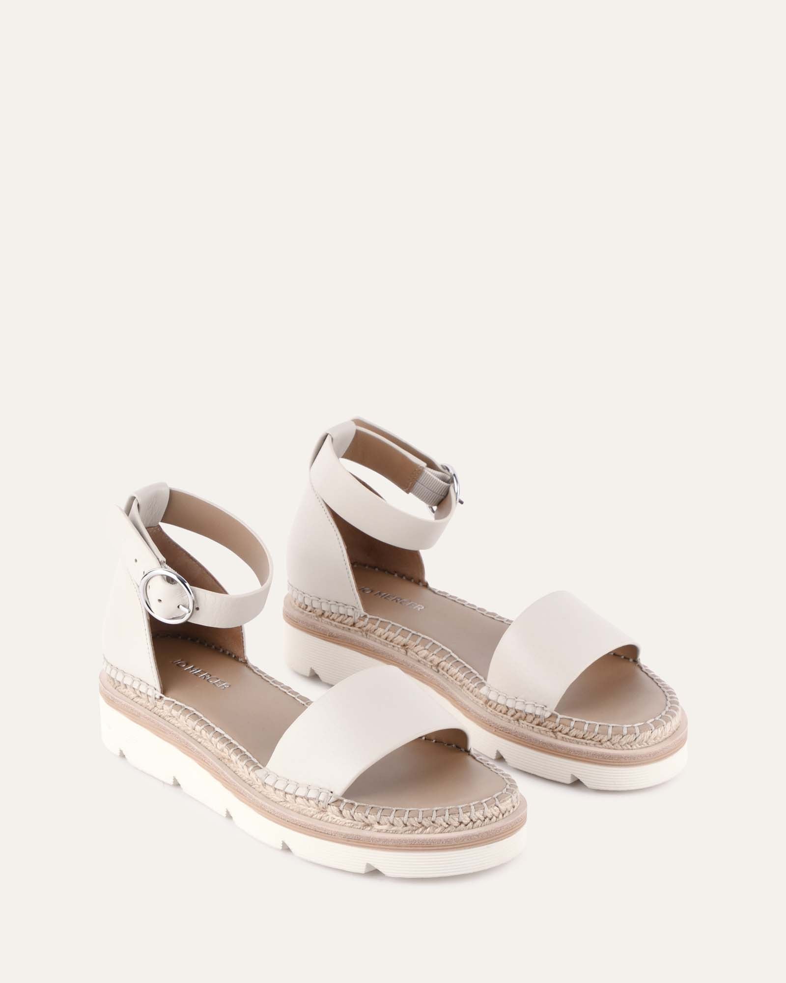 IVY Flat Sandals Off White Leather - Comfortable Women's Summer Shoes for Beach, Vacation & Casual Outfits