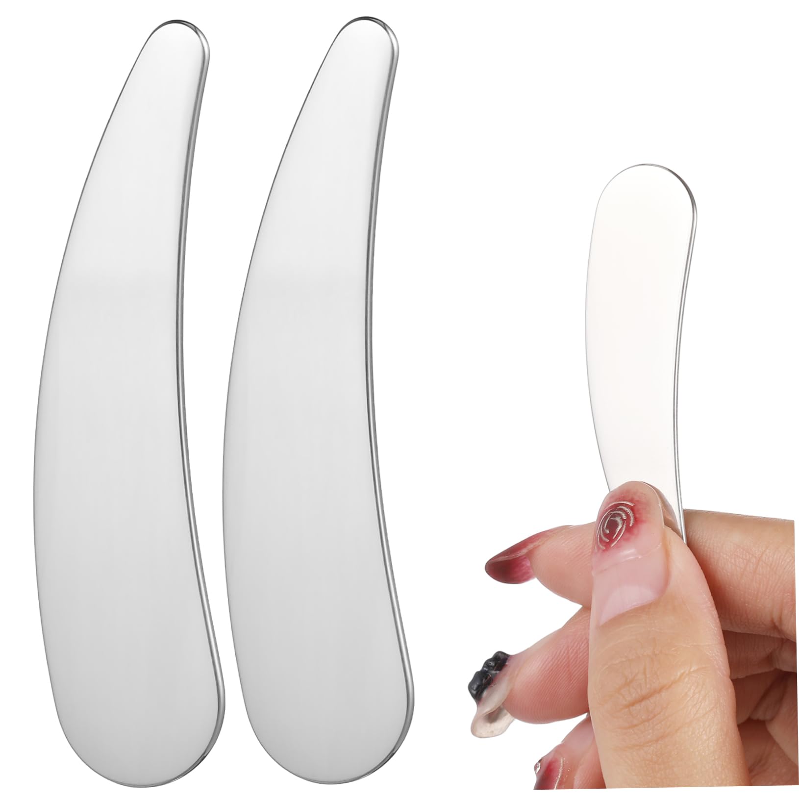 Didiseaon 2-Pack Stainless Steel Mini Cosmetic Spatulas - Face Cream & Makeup Scoop Applicator Tools for Estheticians & DIY Skincare - Perfect for Jars, Bottles & Travel Kits