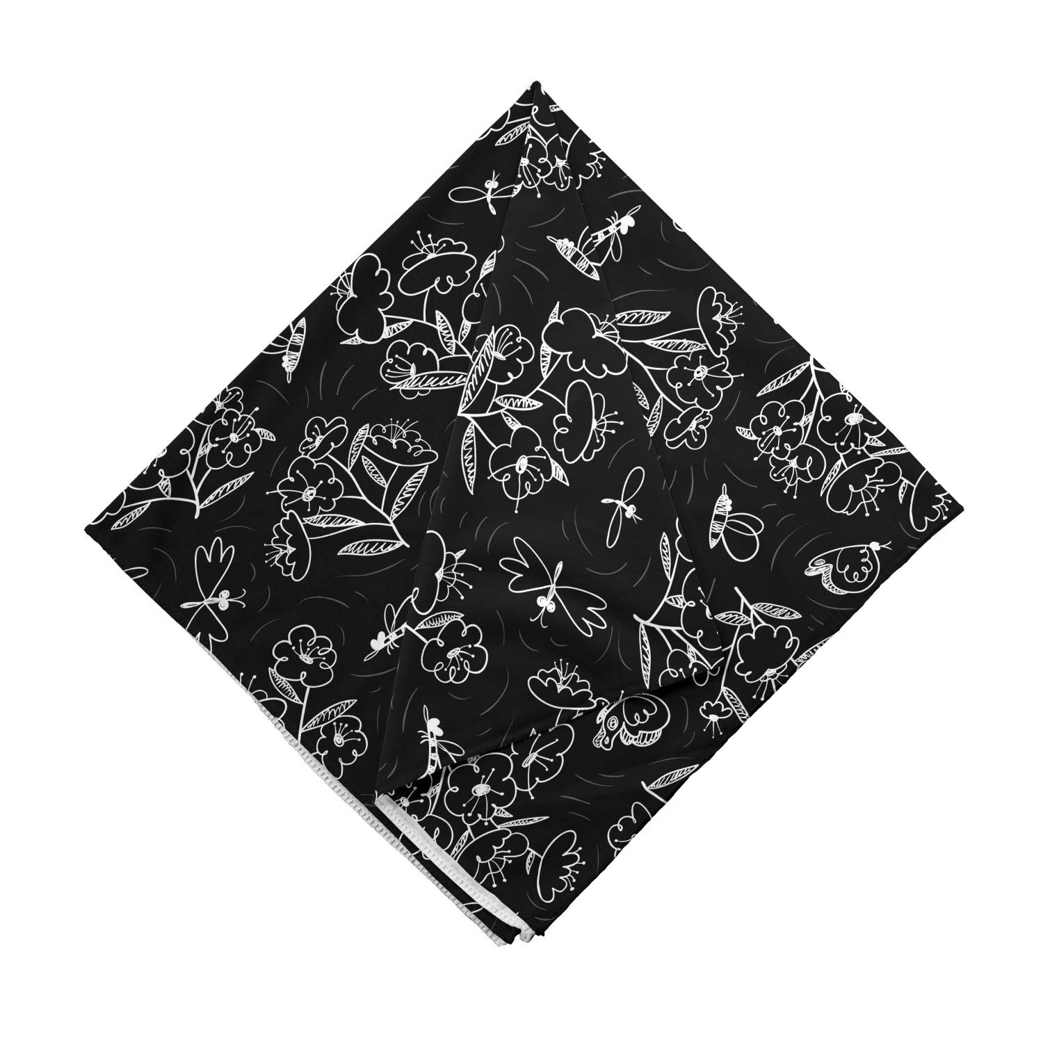 Ambesonne Botanical Bandana - Hand Drawn Insects Garden Design, Unisex Head Scarf & Neck Tie for Men Women - Perfect for Outdoor Activities, Hiking, Gardening and Fashion Accessories