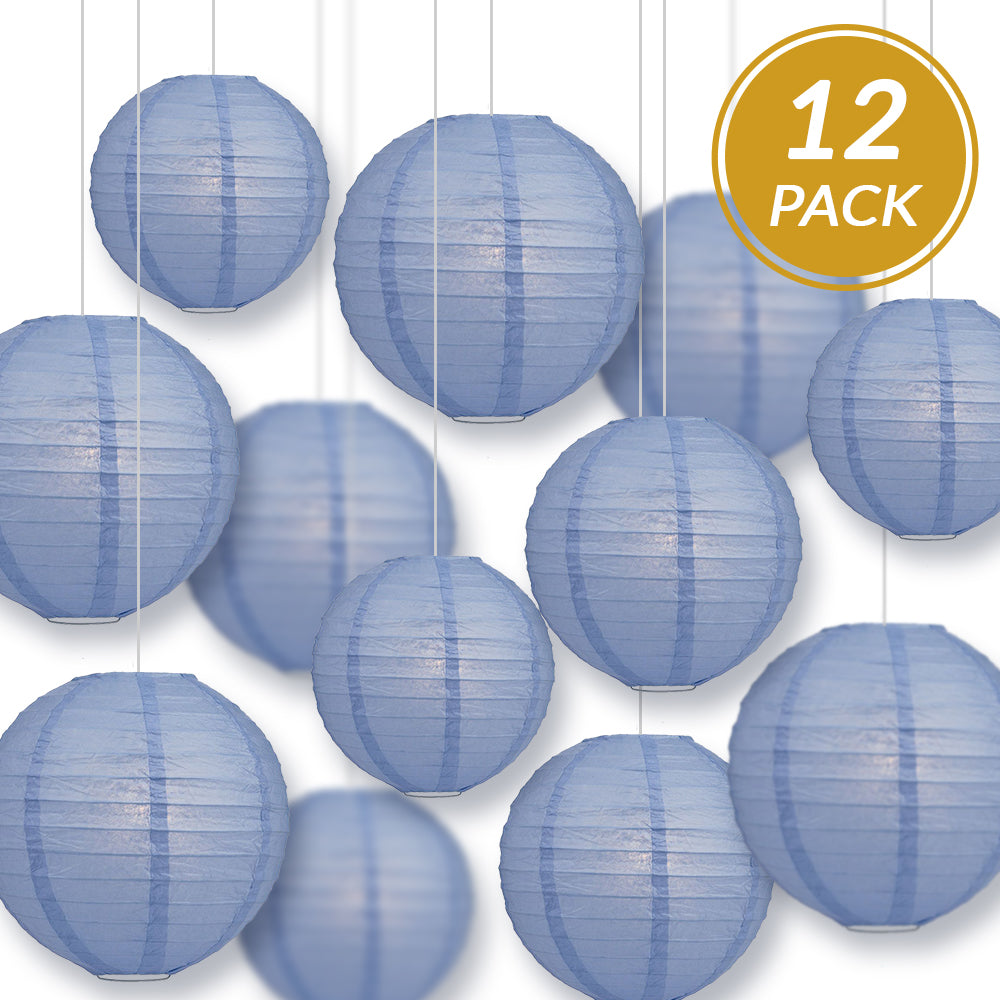 12-Piece Serenity Blue Paper Lantern Set - Chinese Hanging Decorations for Weddings & Parties (12/10/8 Inch) - Perfect for Indoor/Outdoor Events, Home Decor & Festival Celebrations