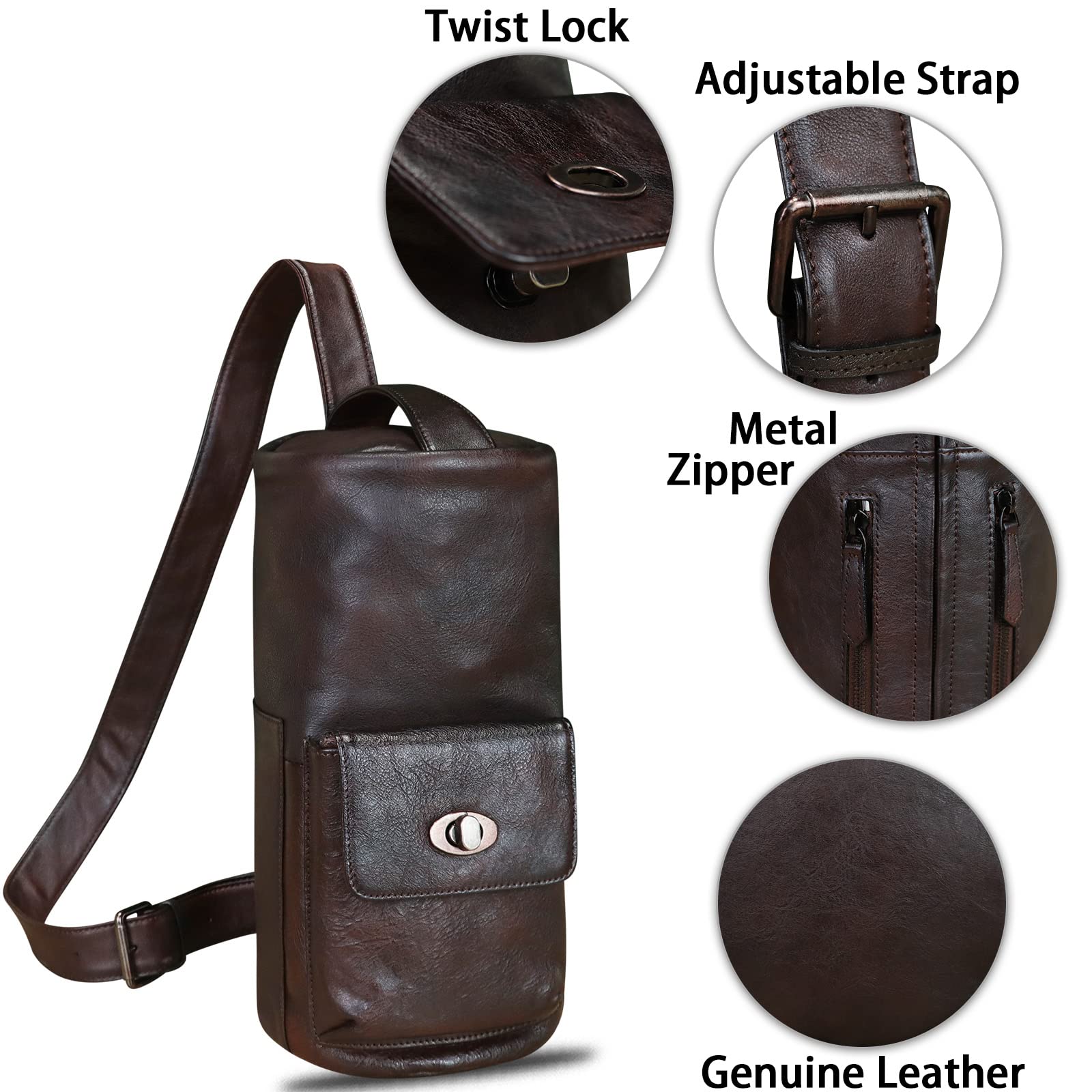 Genuine Leather Sling Bag for Men & Women - Large Crossbody Shoulder Backpack - Durable Real Leather Chest Purse - Perfect for Travel, Work & Everyday Use