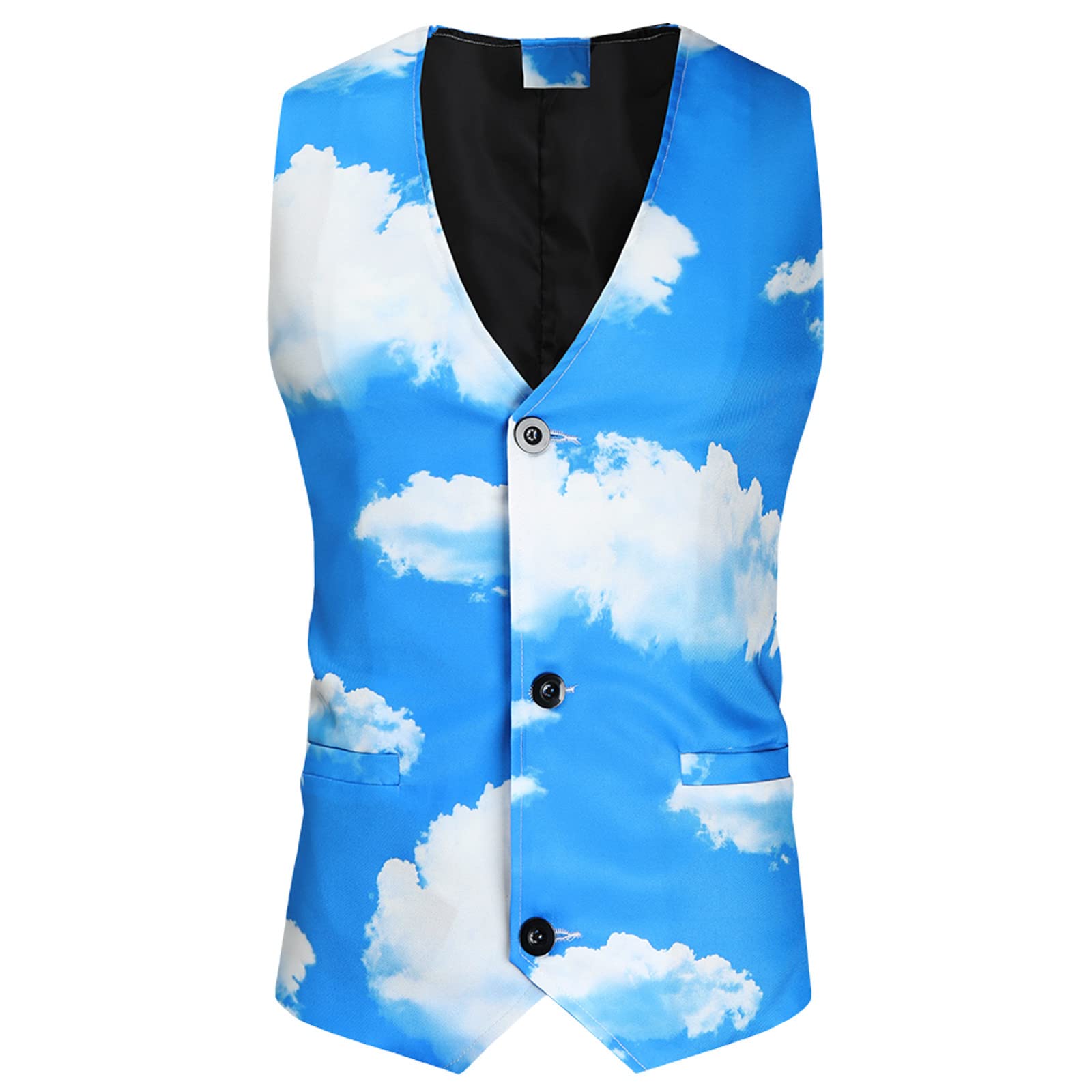 Men's Casual Printed Single-Breasted Suit Vest with Buckle - Soft Formal Work Vest for Office & Business Attire | Perfect for Weddings, Parties & Professional Events