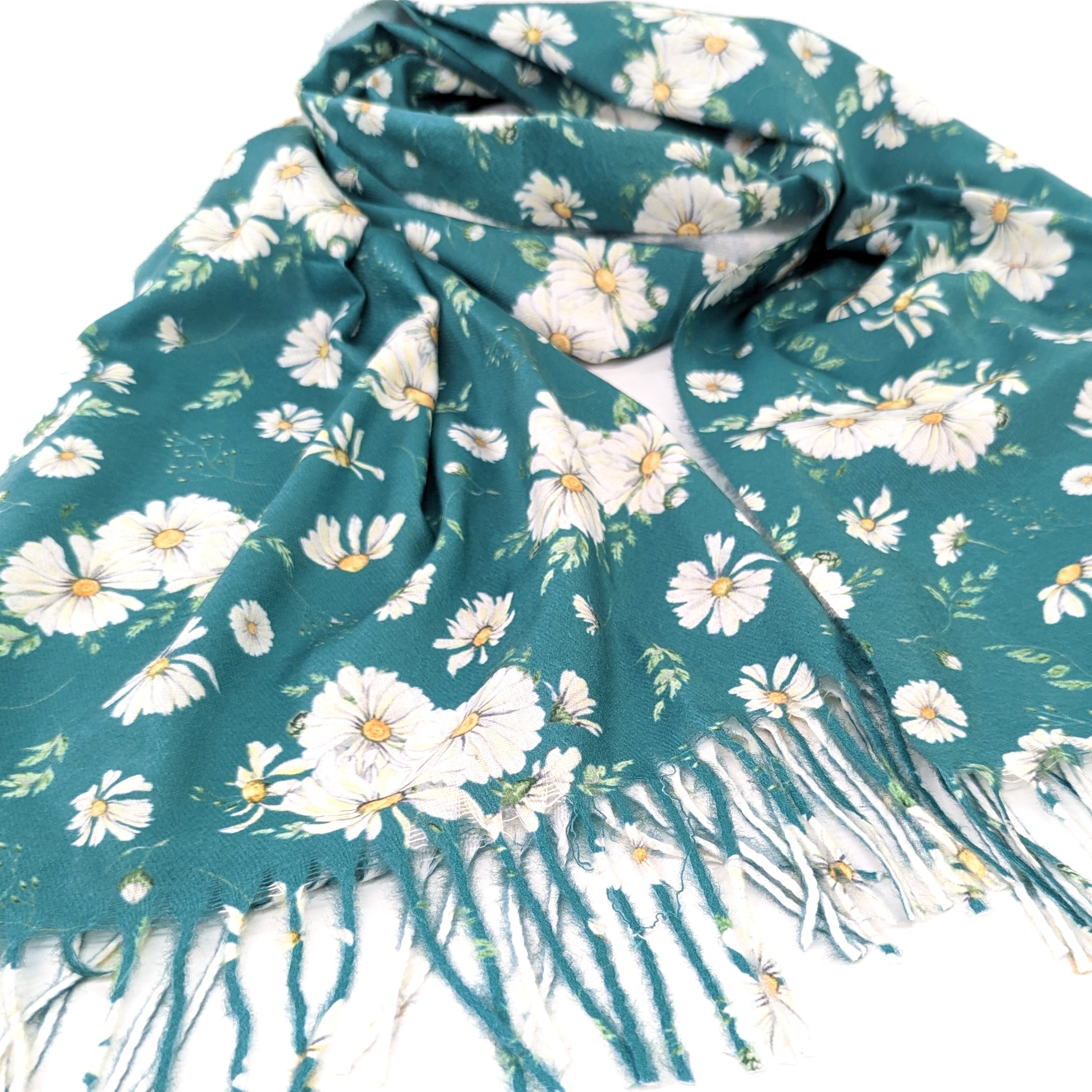Elegant Daisies Pashmina Scarf - Soft & Lightweight Shawl for Women | Perfect for Spring Outfits, Office Wear & Evening Events