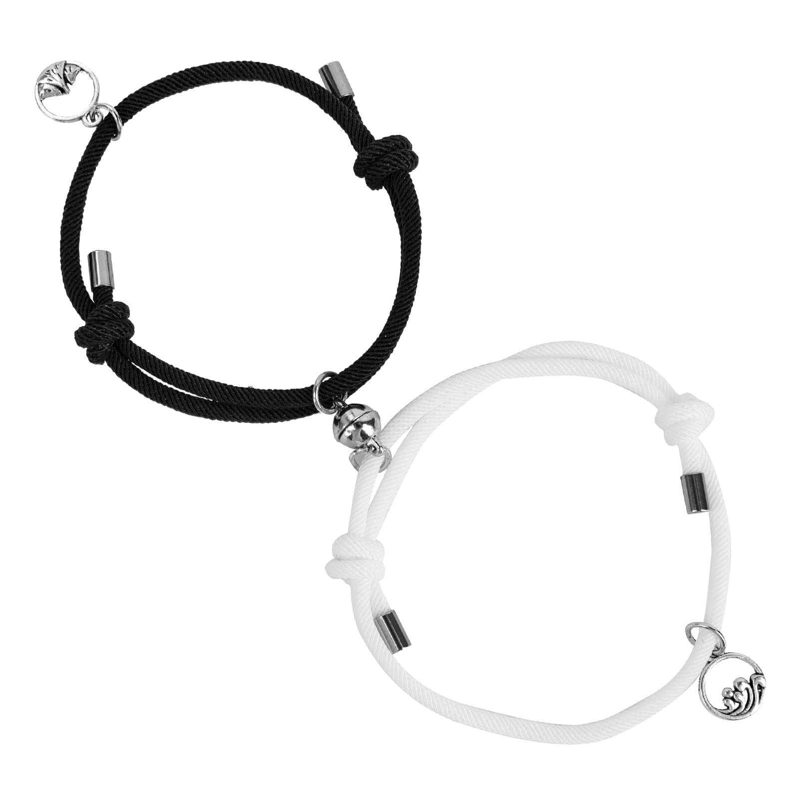 Matching Couple Bracelets Set for Women & Men - Magnetic Pendant Bracelets for Lovers, Friendship & Parent-Child Gifts | Perfect for Anniversaries, Valentine's Day & Romantic Dates