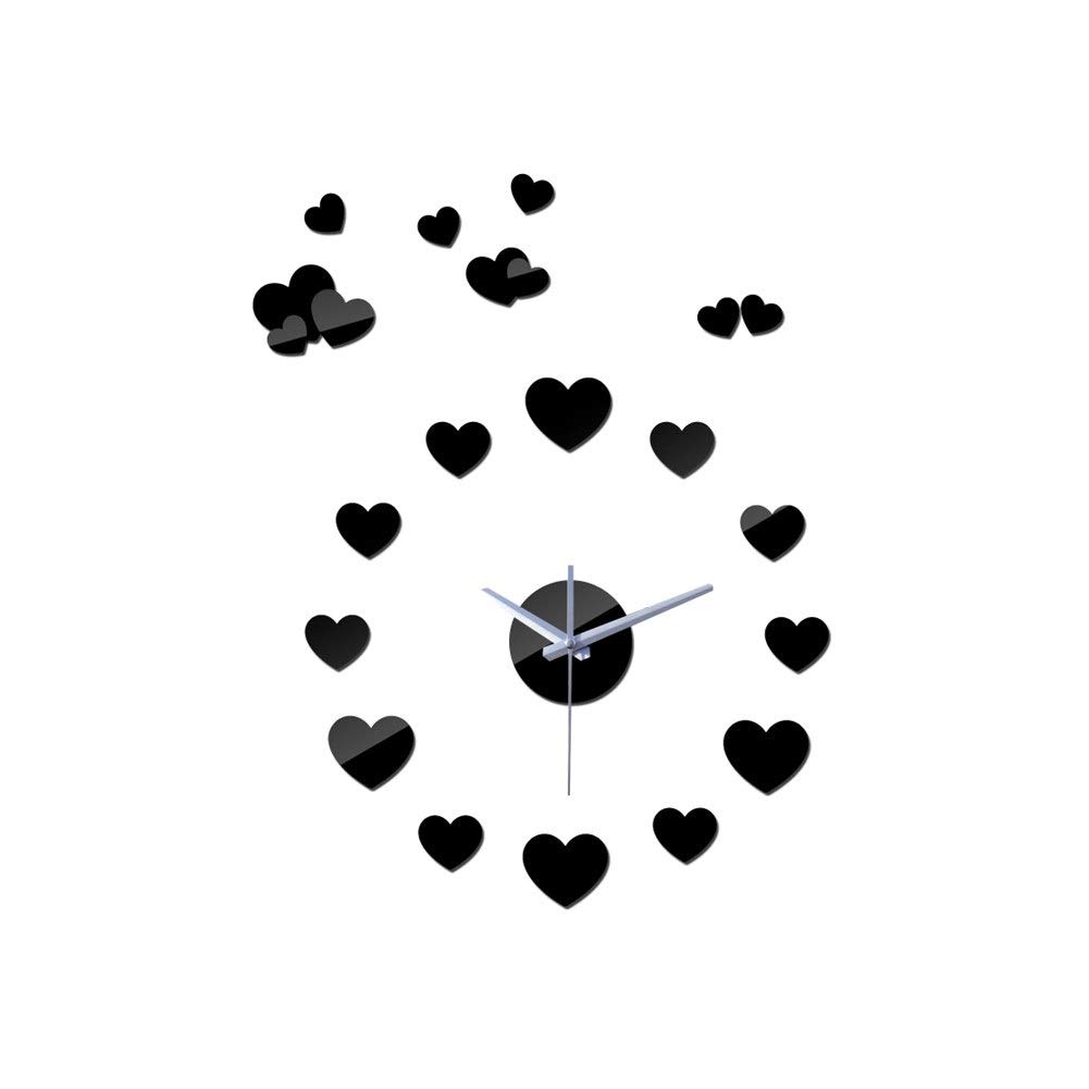 Xihe Acrylic Wall Clock Mirror with DIY Love Stickers - Modern Quartz Clock for Home Decor (Red) - Perfect for Living Room, Bedroom & Office Wall Decoration