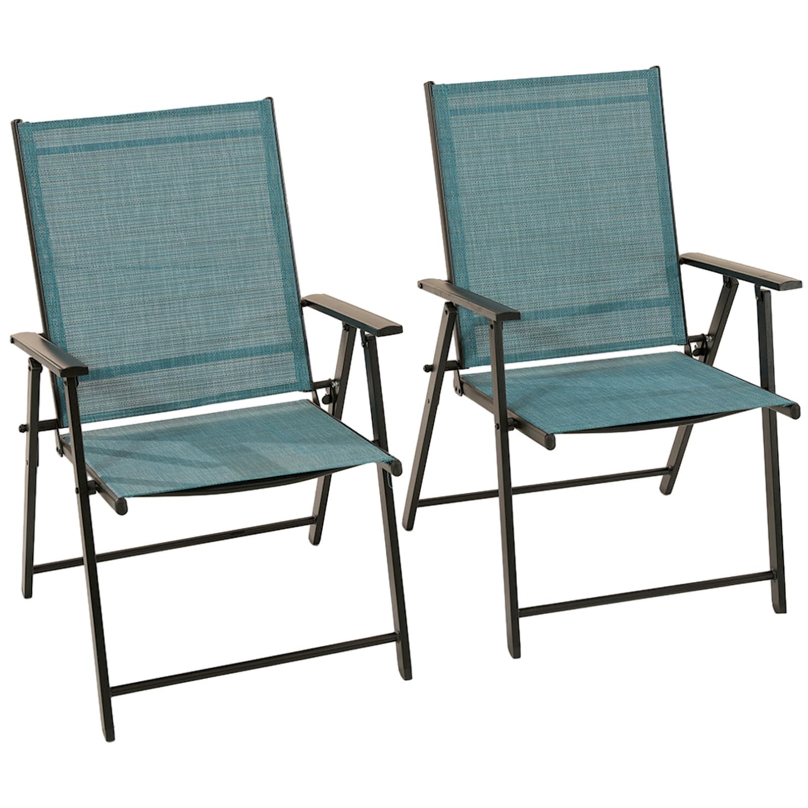 Patio Folding Chairs Set of 2 - Light Blue Outdoor Lawn Chairs with Rustproof Metal Frame, Portable Dining Chairs for Porch, Deck, Garden, Backyard, Camping | Perfect for Picnics, BBQs, Beach Trips & Outdoor Gatherings