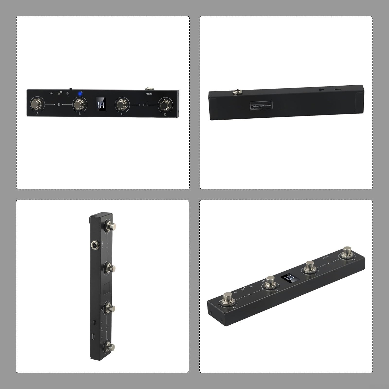 M-VAVE 4-Button MIDI Footswitch - Portable Rechargeable for Live Music