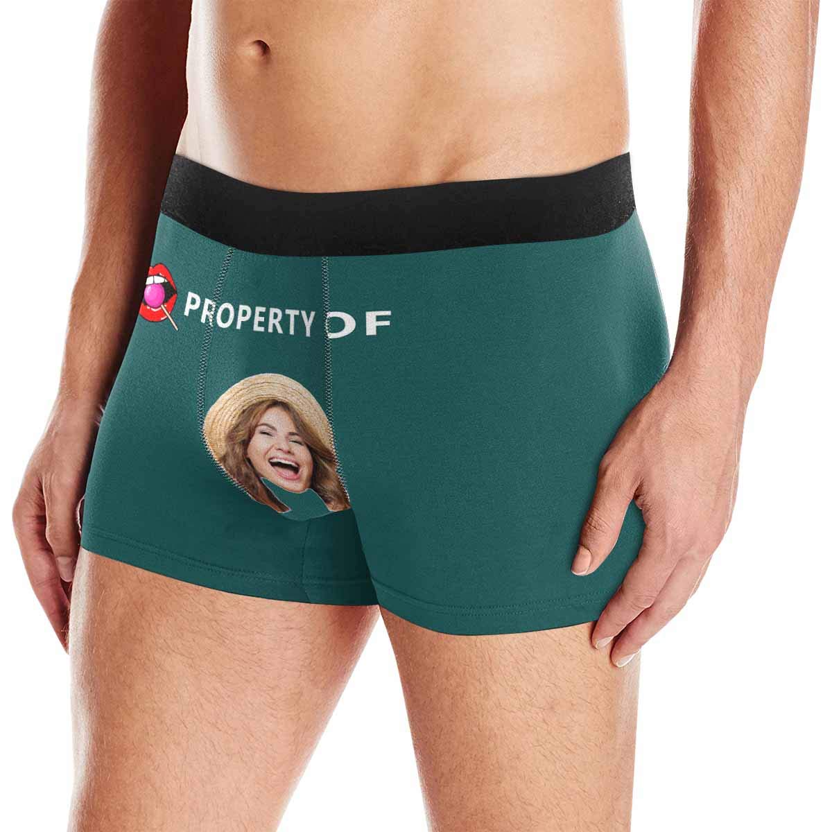 Custom Printed Boxer Briefs with Wife's Face & Lips - Personalized Men's Underwear - Black Couple Gift for Anniversary, Valentine's Day & Romantic Occasions