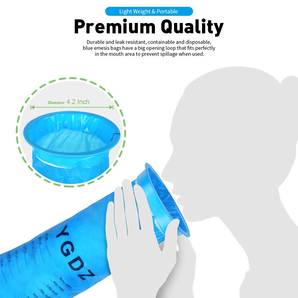 **YGDZ 24 Pack Disposable Vomit Bags - 1000ml Motion Sickness & Nausea Relief for Travel, Car, Airplane & Boat - Leakproof Barf Bags for Adults & Kids**