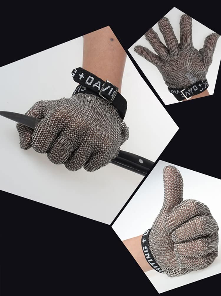 Cut Resistant Stainless Steel Gloves for Work - Chainmail Safety Gloves for Cutting, Slicing & Handling Sharp Objects - Ambidextrous Fit (Size S) - Ideal for Butchers, Chefs, Construction & Industrial Workers