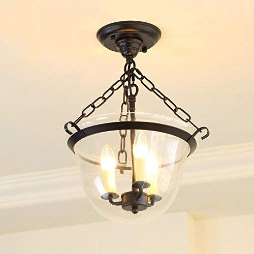 Vintage Glass Ceiling Light - Retro Industrial Pendant Lamp for Dining Room, Corridor, Porch & Shop Decor - Dimmable Hanging Light Fixture for Home & Commercial Spaces