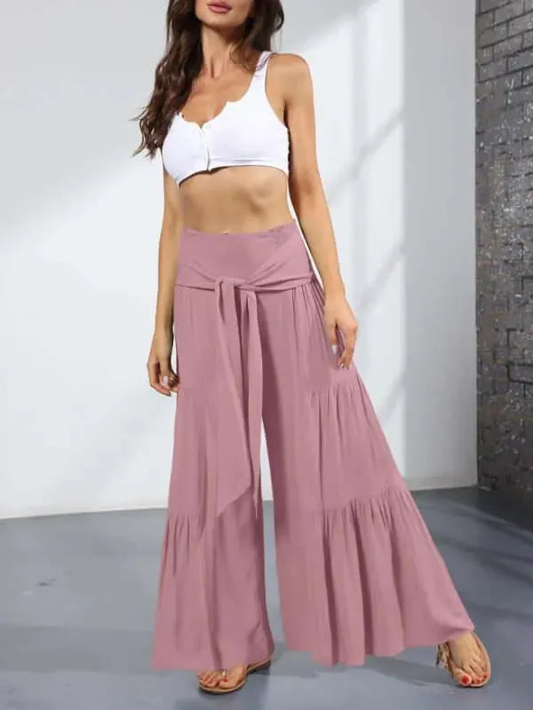 Women's Casual Loose Wide Leg Pants - Comfortable High Waisted Trousers for Work, Travel & Everyday Wear