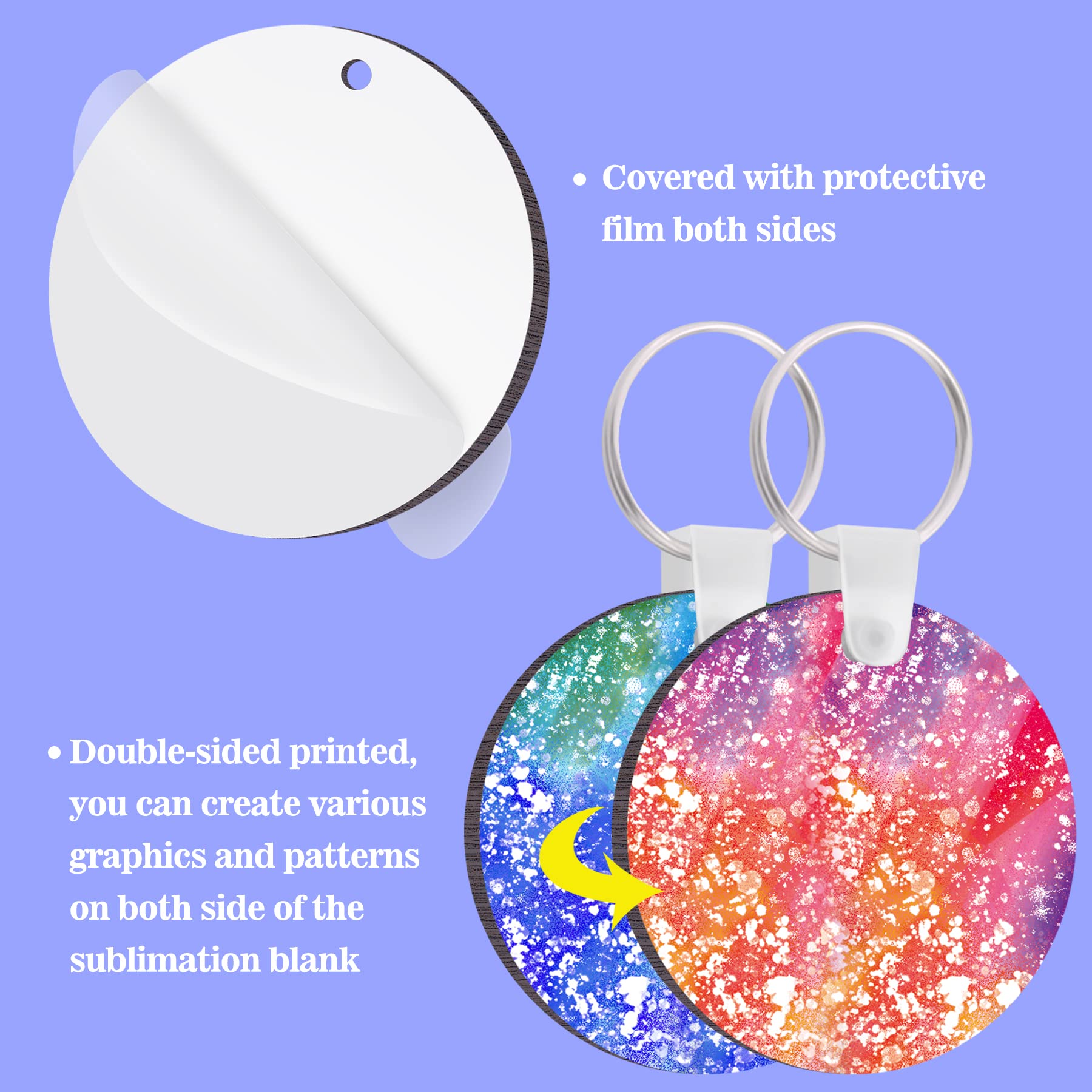 Duufin 120-Piece Round Sublimation Keychain Blanks - Double-Sided Heat Transfer MDF Key Rings for DIY Crafts, Personalized Gifts & Promotional Items | Perfect for Custom Keychains, Party Favors & Business Branding