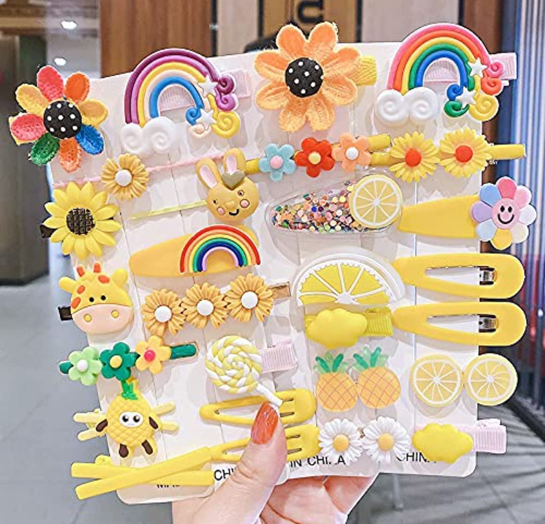 FLYBUY 14-Piece Unicorn Ice Cream Hair Clips Set for Girls - Cute Baby Hair Barrettes & Toddler Hairpins - Perfect for School, Parties & Daily Styling