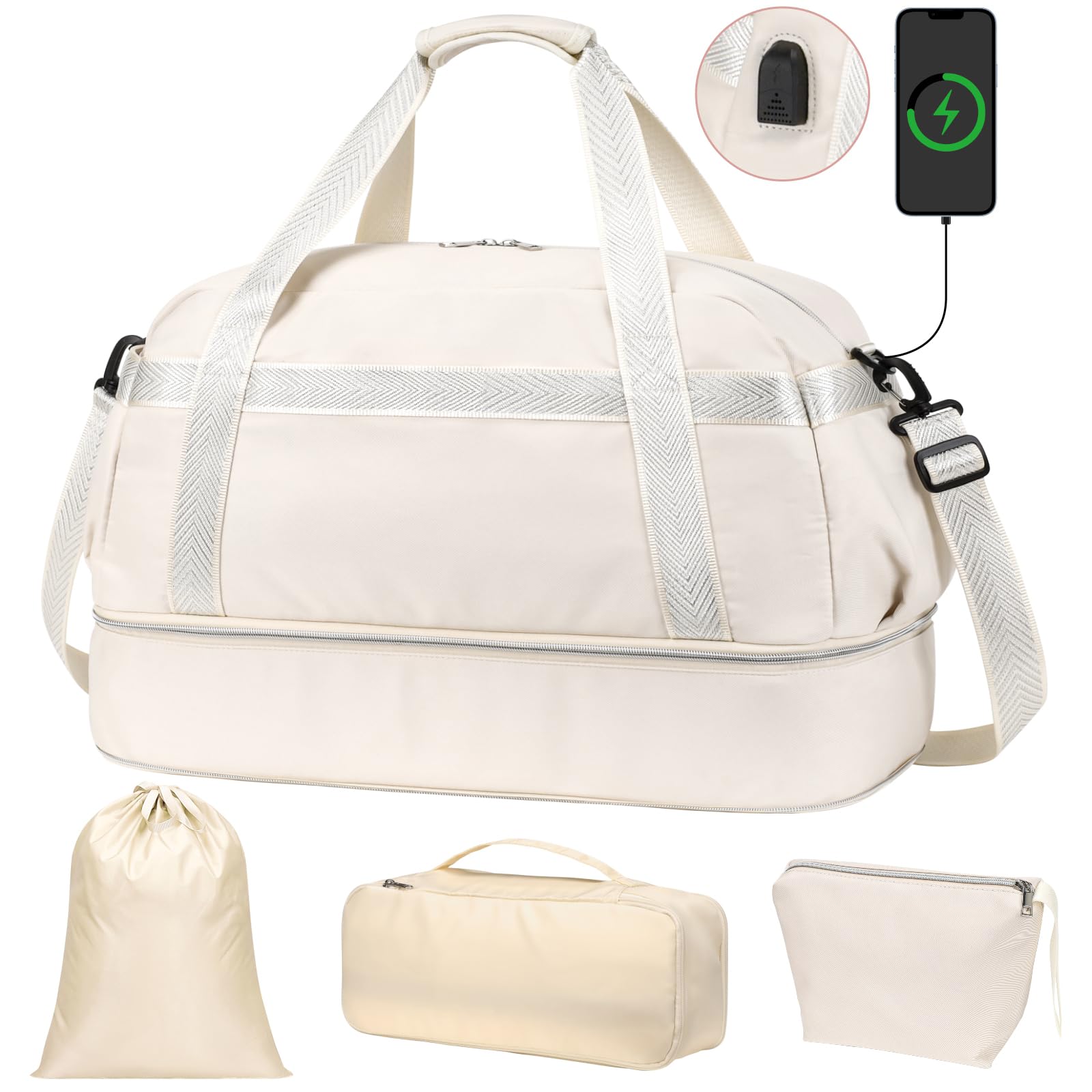 Cambond Women's Weekender Travel Bag - Expandable Overnight Bag with Shoe Compartment & USB Charging Port | Perfect for Weekend Getaways, Business Trips and Airplane Carry-On