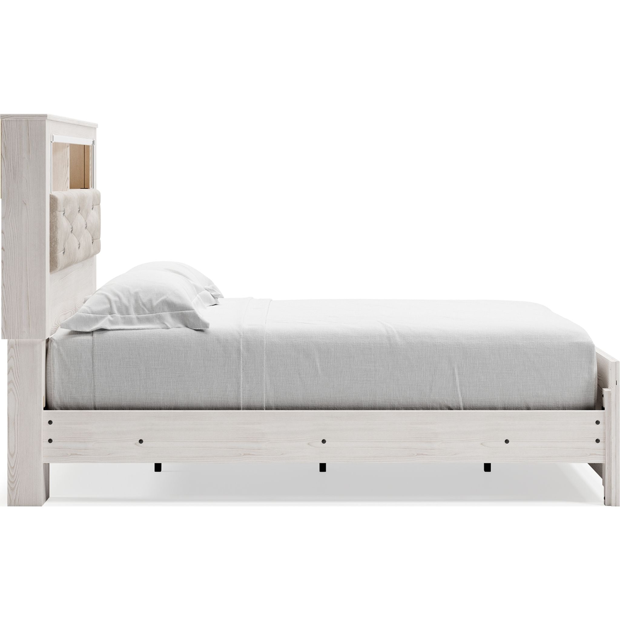 Altyra Full Bookcase Bed in White - Stylish Storage Bed with Built-in Shelves for Bedroom Organization
