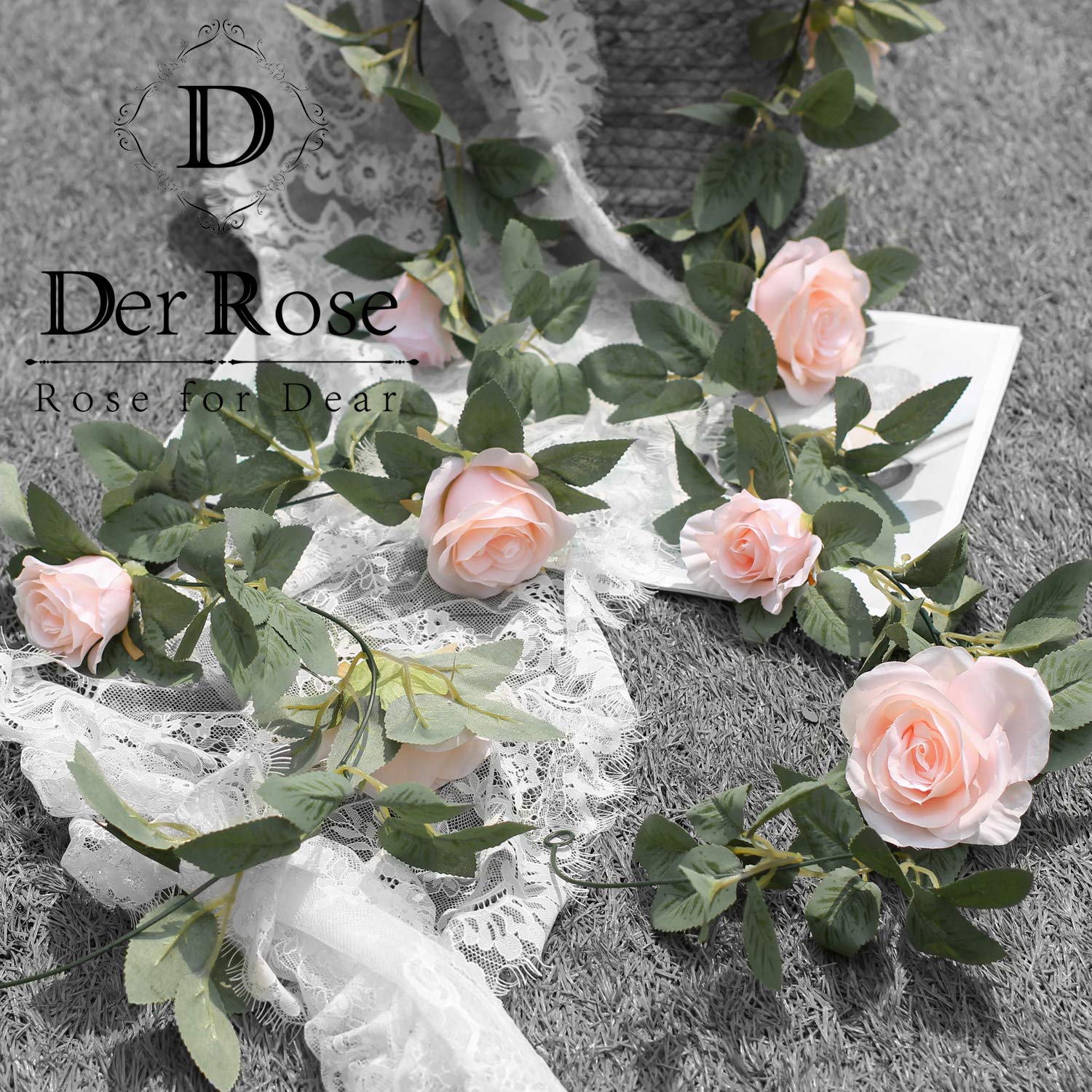 2 Pack 13Ft Artificial Eucalyptus Garland with Silk Roses - Pink Floral Vine with Leaves for Wedding Arch, Table Decor, Wall Backdrop, Party Room Decoration | Perfect for Bridal Showers, Baby Showers & Home Decor