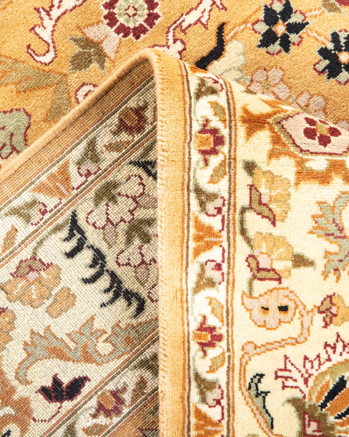 Handmade Wool Oriental Mogul Yellow 4x6 Area Rug - Traditional Hand-Knotted Design for Living Room, Bedroom & Dining Room Decor