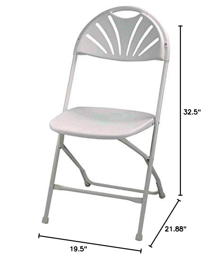 HomeBasix White Fan Back Design Folding Chair - Lightweight Portable for Indoor/Outdoor Events, Camping, Picnics & Parties