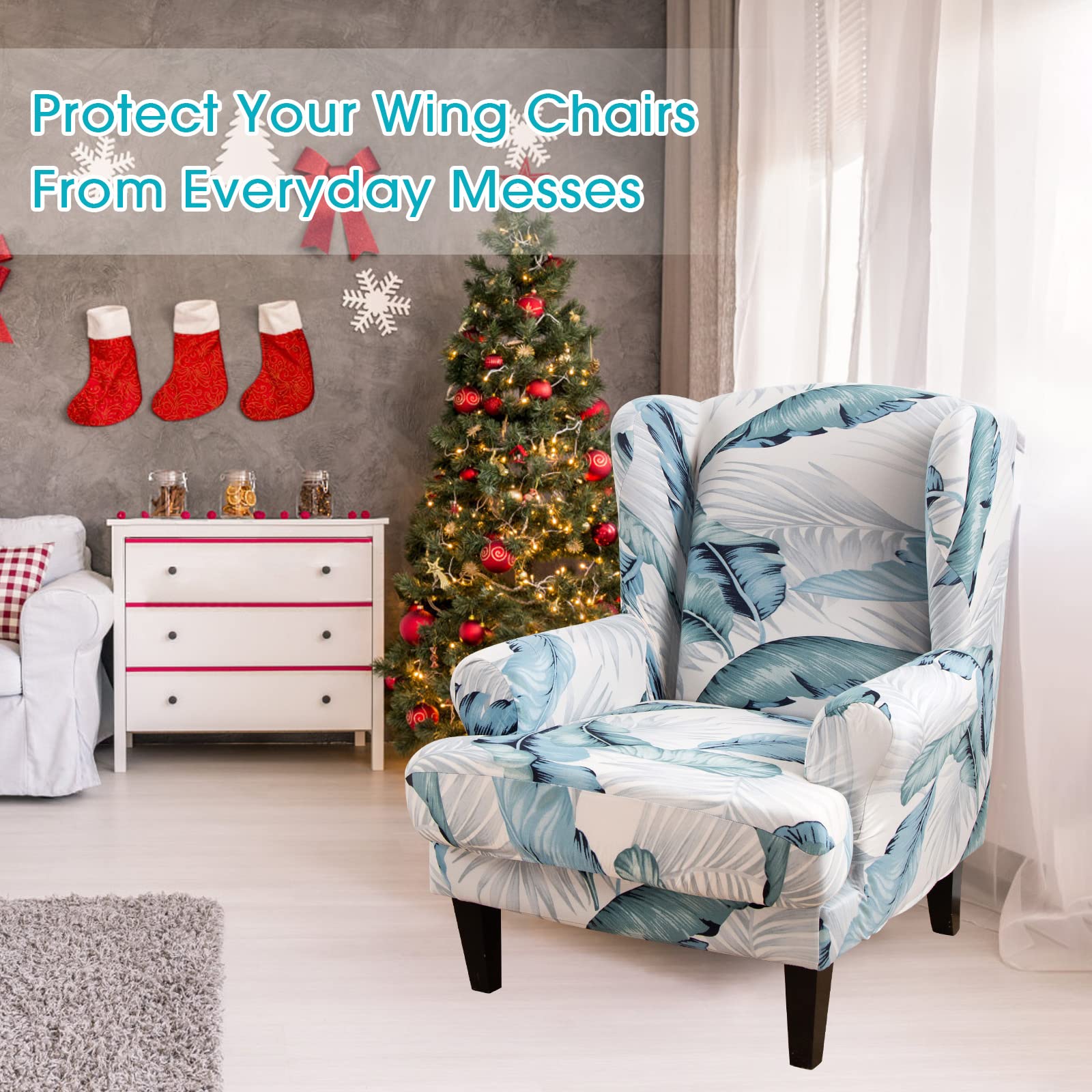 TOPCHANCES 2-Piece Stretch Wingback Chair Slipcover Set with Cushion Cover - Breathable Fabric Sofa Cover for Living Room, Bedroom & Office - Easy Fit Furniture Protector for Home Decor