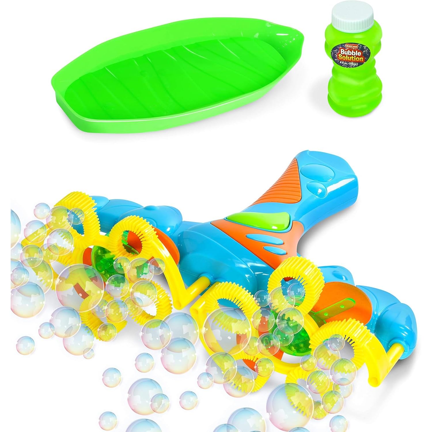 Kidzlane Bubble Blaster - Light Up Bubble Machine for Kids & Toddlers | Handheld Bubble Blower Wand with 4oz Solution | Outdoor & Indoor Bubble Toy for Ages 3+ | Perfect for Birthday Parties, Backyard Play & Summer Fun