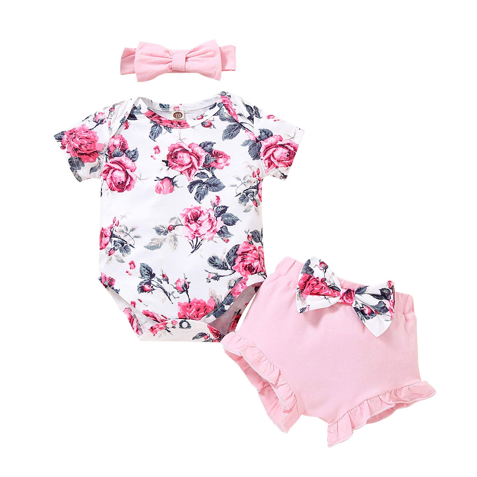 Personalized Monogrammed Baby Girl Clothes Set with Bow Hairband - 3PC Cute Outfits Size 12 | Perfect for Birthday Gifts, Photo Shoots & Special Occasions