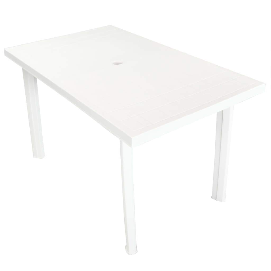 Outdoor Dining Table Plastic Garden Table with Umbrella Hole - Lightweight Patio Dining Table Rectangle Coffee Table for Garden, Balcony, Patio - 49.6