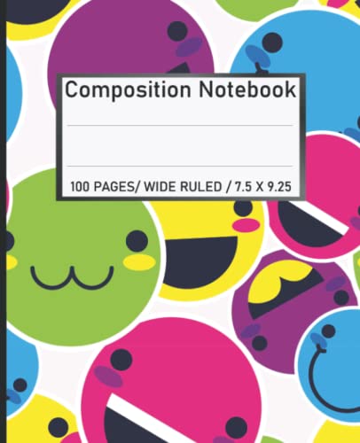 Preppy Smiley Face Composition Notebook - 100 Pages for School & Notes