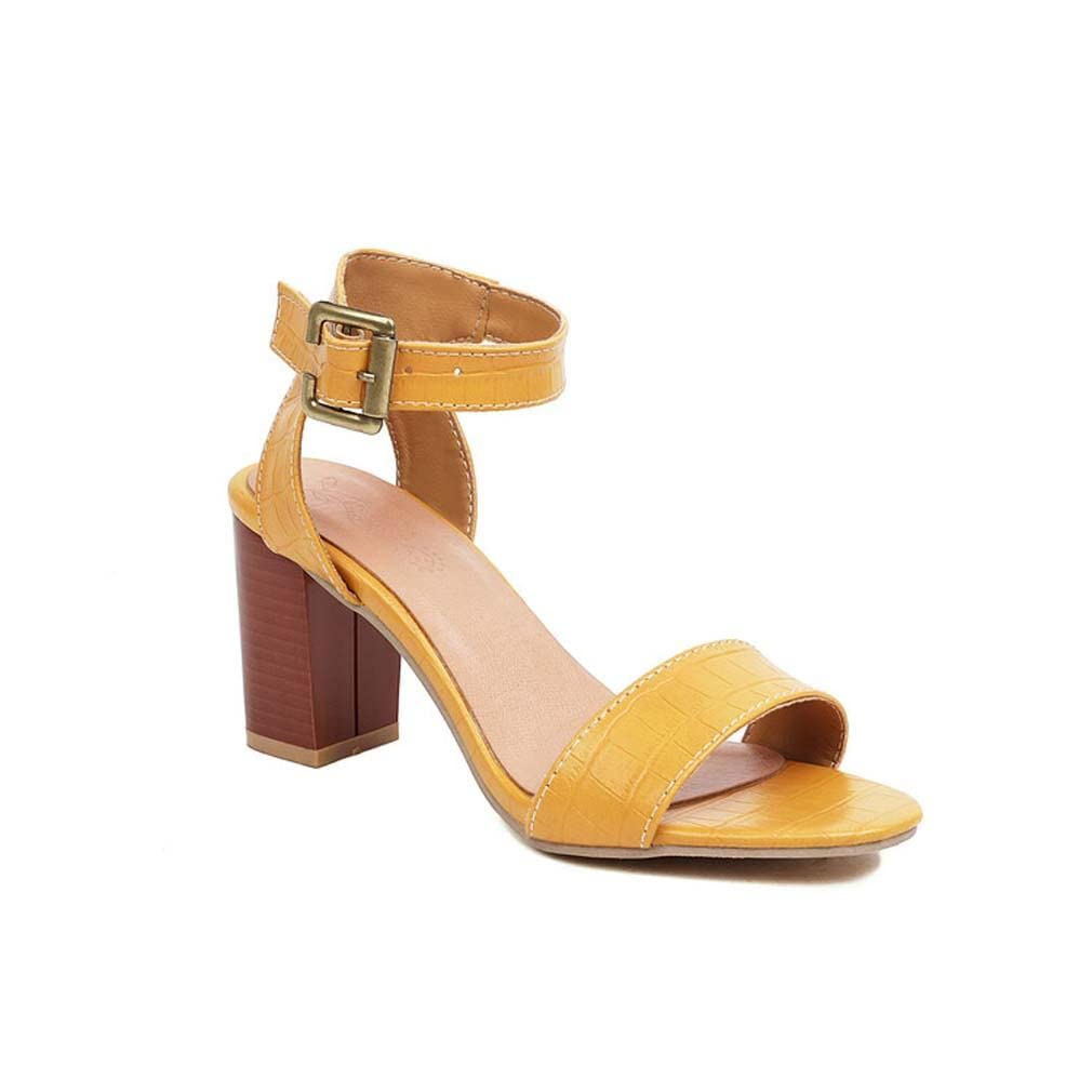 Women's Chunky Block Heel Sandals with Ankle Strap - Open Toe High Heel Summer Sandals for Weddings, Parties & Date Nights