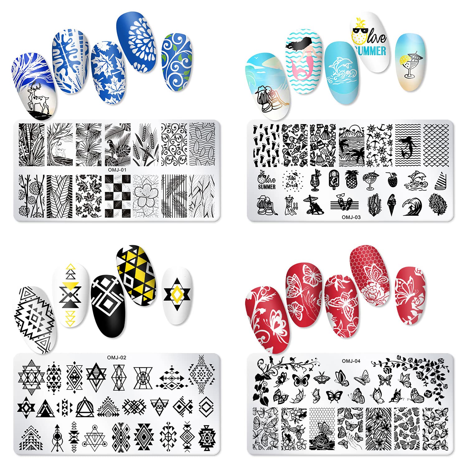 10Pcs Floral Butterfly Geometric Nail Stamping Plates - Professional Nail Art Templates for DIY Manicure & Salon Designs - Perfect for Home, Party & Special Occasion Nail Art