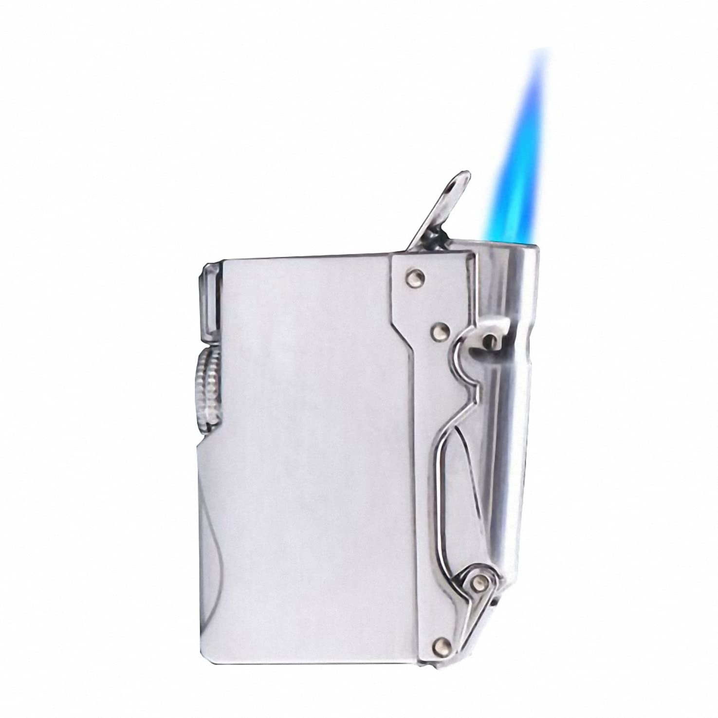 Refillable Butane Torch Lighter - Windproof Adjustable Flame for Hiking, Camping, BBQ & Fireplace - Silver (Gas Not Included) | Perfect for Outdoor Cooking, Candle Lighting & DIY Projects