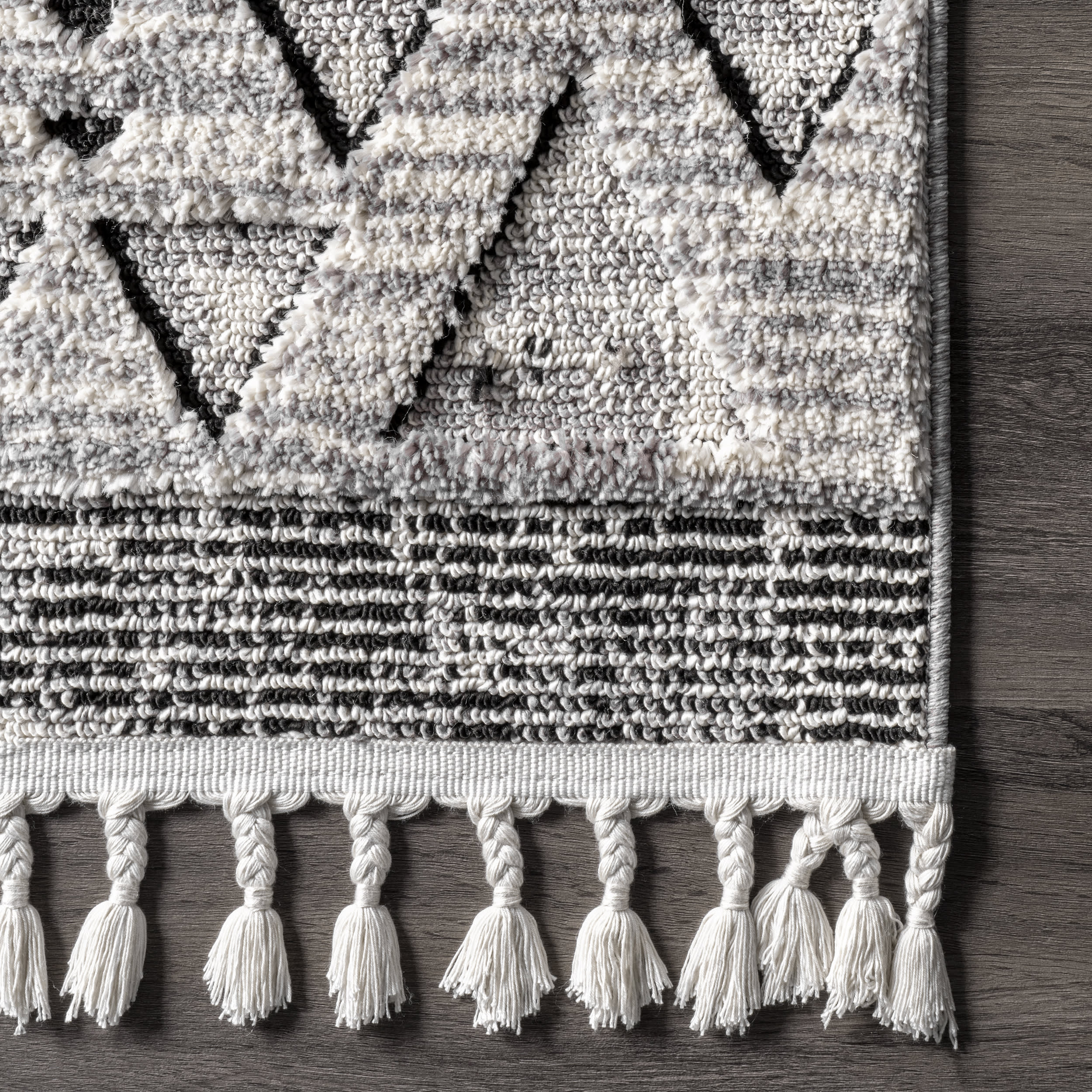 Handmade Carved Snowflake Tassel Area Rug - Soft Grey Bohemian Chic Home Decor for Living Room, Bedroom & Nursery