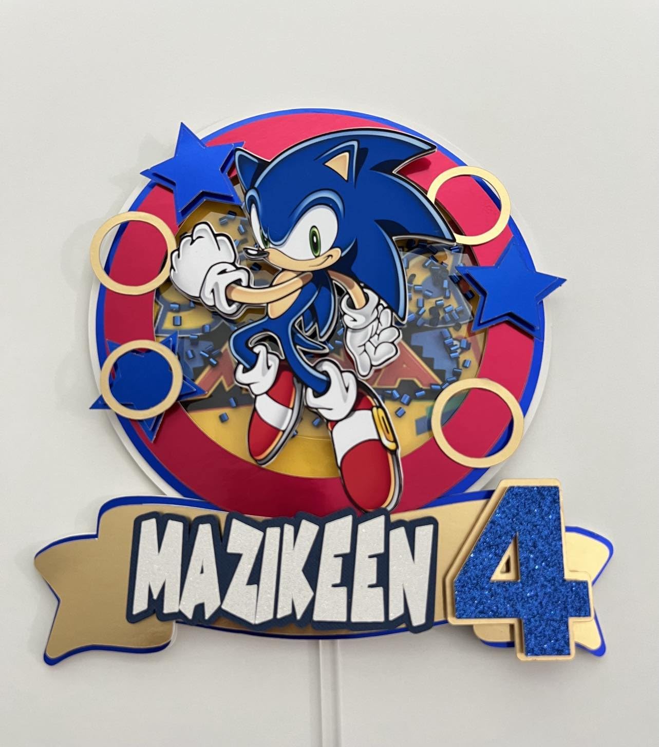 Custom Sonic Cake Topper - 3D Printed Birthday Party Decorations for Kids & Adults - Perfect for Sonic The Hedgehog Themed Cakes, Cupcakes & Desserts