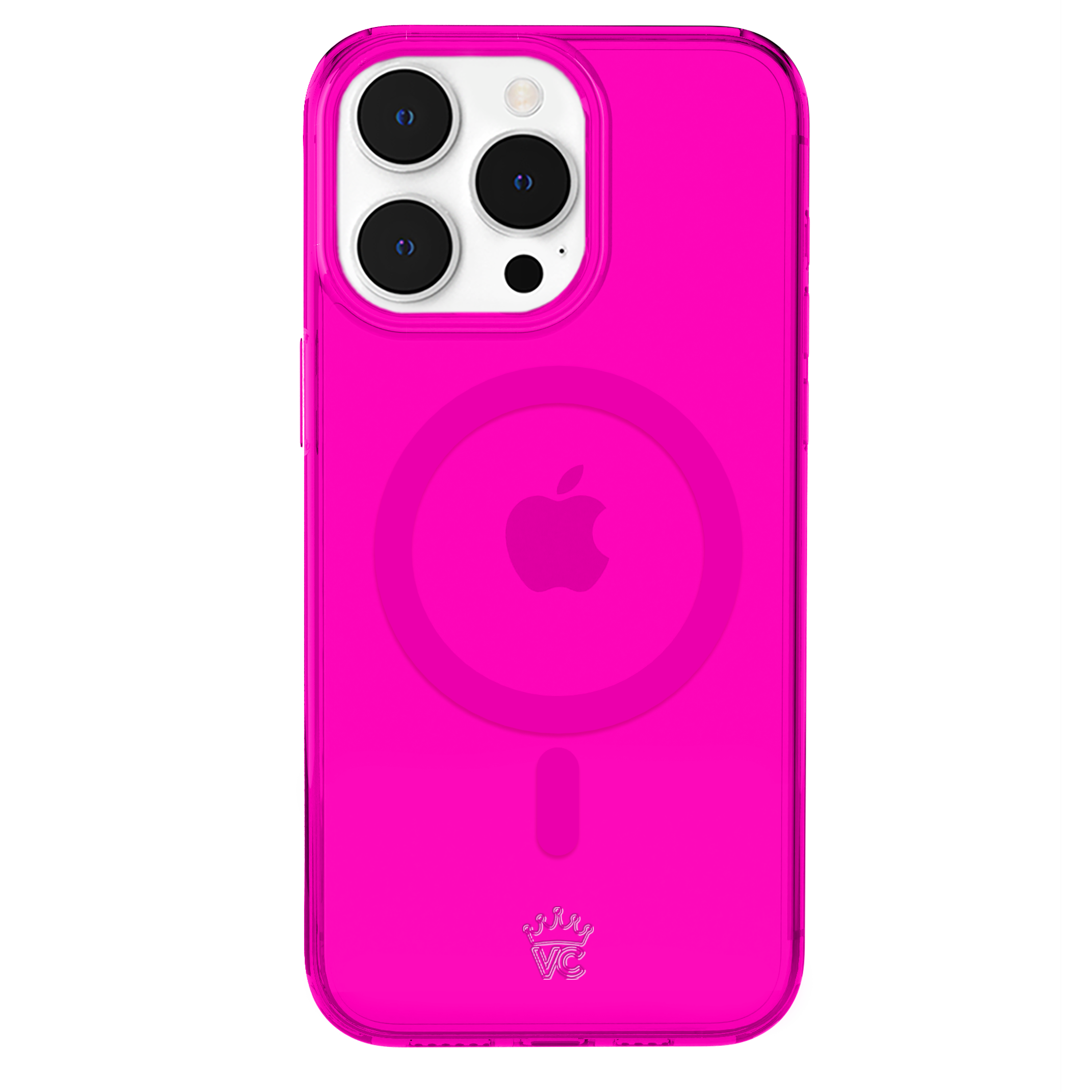 Neon Pink Clear iPhone Case - Shockproof & Scratch-Resistant Protective Cover for iPhone 13/14/15 - Trendy Transparent Design for Everyday Use & Fashion Statement