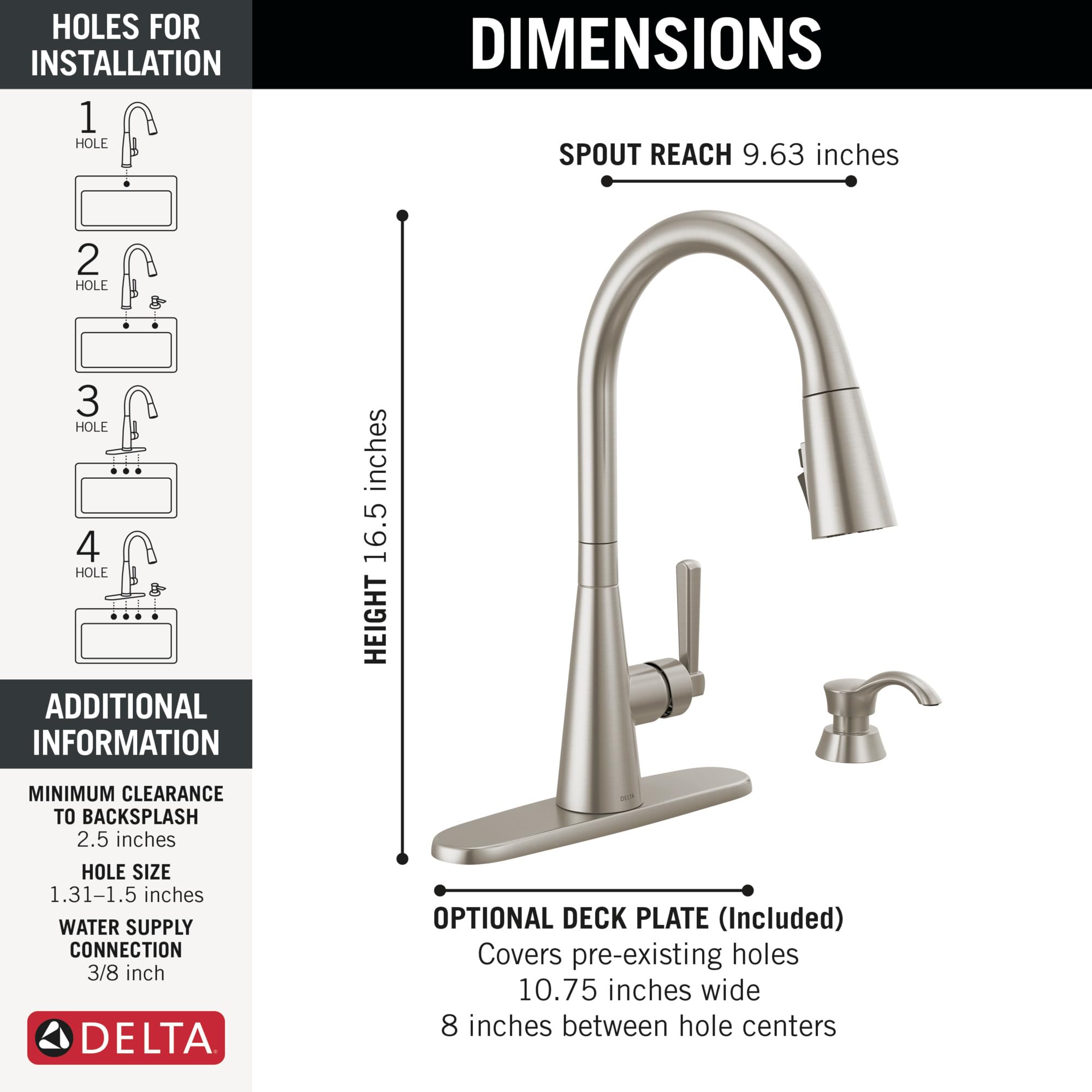 Delta Faucet Boyd Kitchen Sink Faucet with Pull Down Sprayer - Brushed Nickel for Modern Kitchens