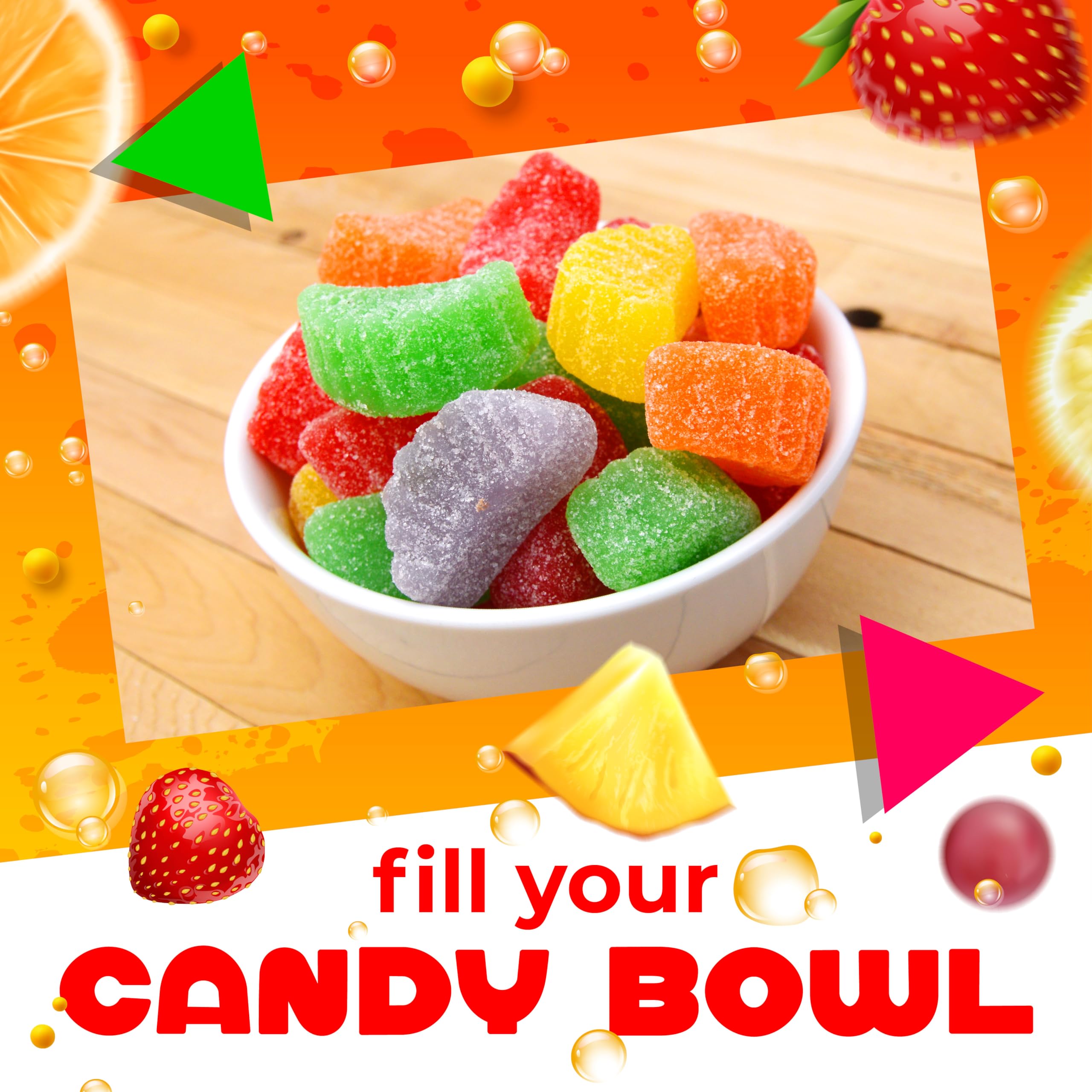 Assorted Fruit Slices Jelly Candy - 2.2lb Bulk Bag - Soft & Chewy Mixed Flavors Gummy Candy - Perfect for Parties, Movie Nights & Office Snacks
