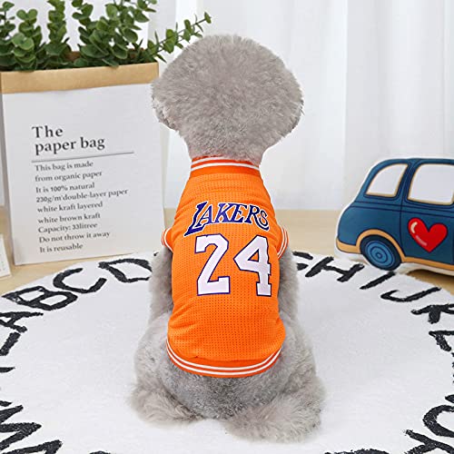 **Breathable Mesh Basketball Dog T-Shirt - Comfortable Pet Sportswear for Spring & Summer - Orange Small - Perfect for Outdoor Play & Training**