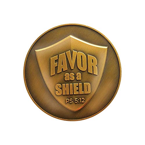 Bulk Pack of 10 Antique Gold Christian Prayer Tokens - Religious Pocket Coins with Psalm 5:12, Inspirational Faith Gifts for Church, Bible Study & Daily Encouragement