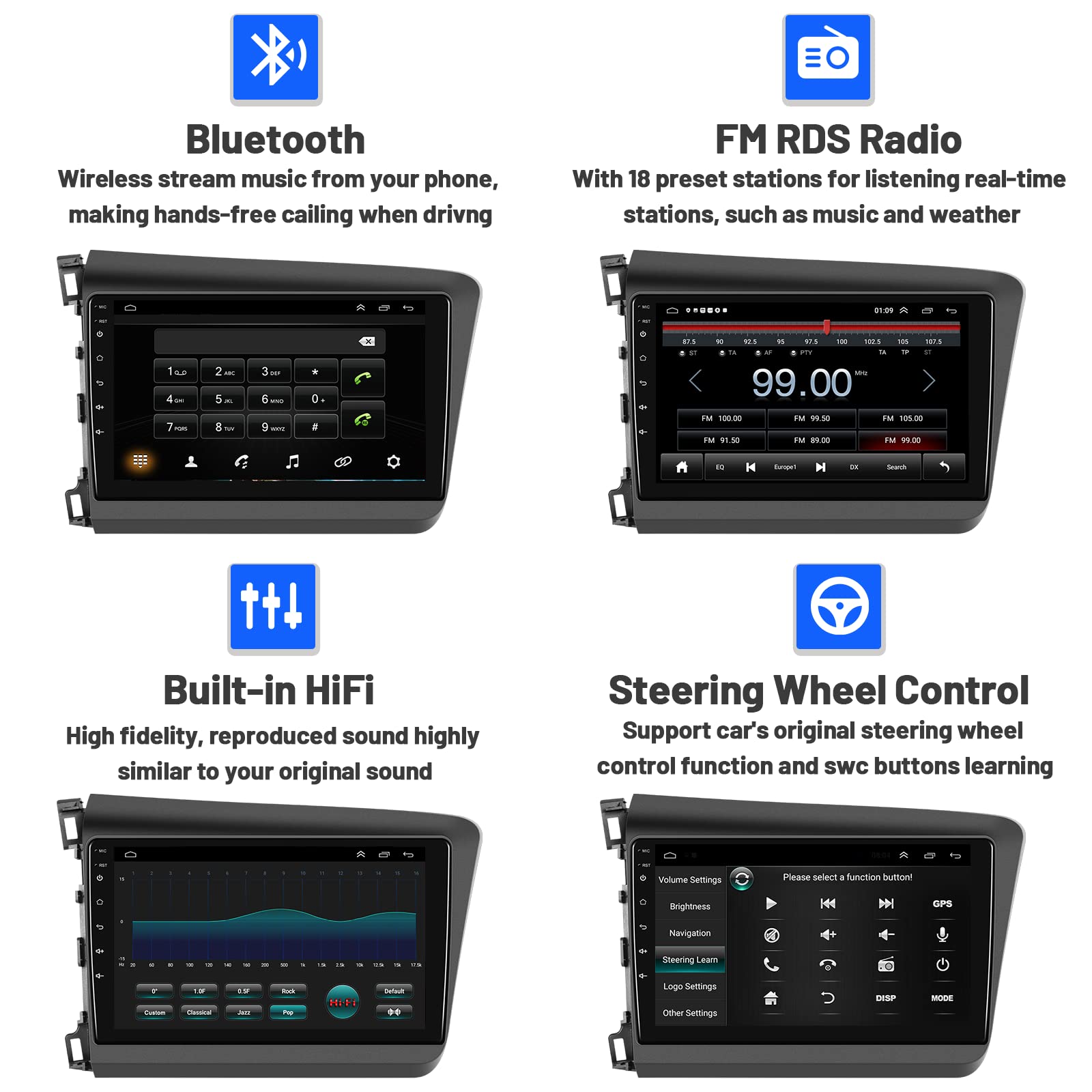 2+64GB Android 13 Car Stereo for Honda Civic 2012-2015 | 9