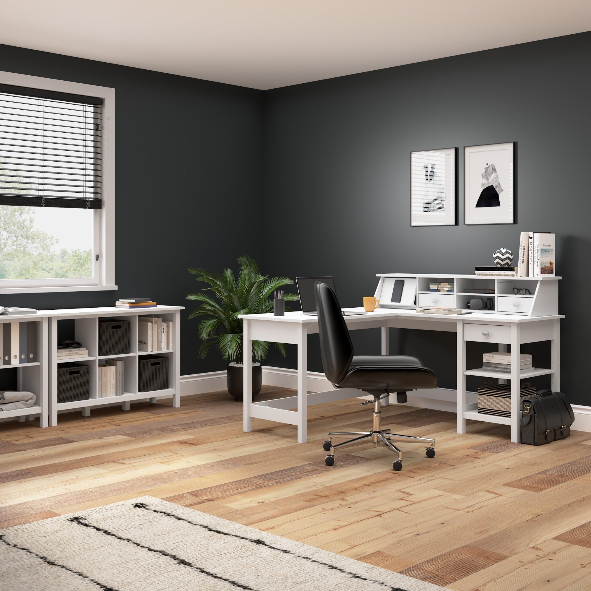 Bush Furniture Broadview 2-Drawer Lateral File Cabinet in Pure White - Home Office Storage Solution for Documents & Supplies