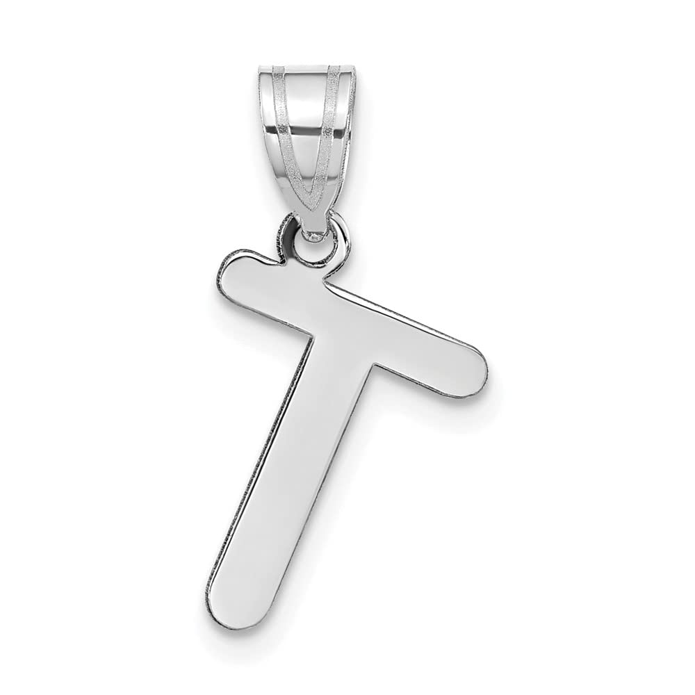 14K White Gold Polished Bubble Letter T Initial Pendant Necklace - Elegant Personalized Jewelry Gift for Women, Perfect for Birthdays, Anniversaries & Special Occasions