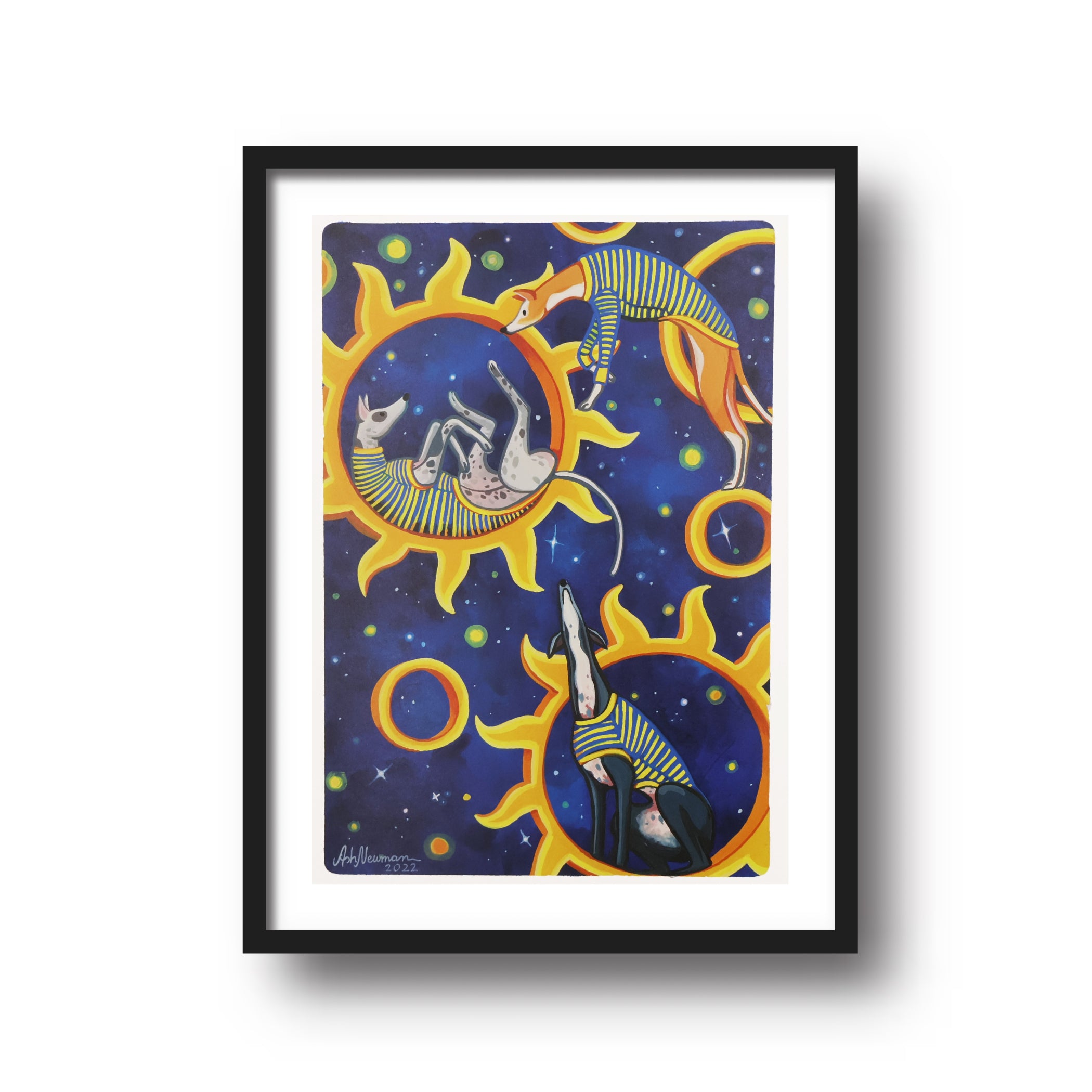 Ash Newman Galgos Del Sol A4 Print - High Quality Art Print for Home & Office Decor - Perfect for Living Rooms, Bedrooms, and Gifts